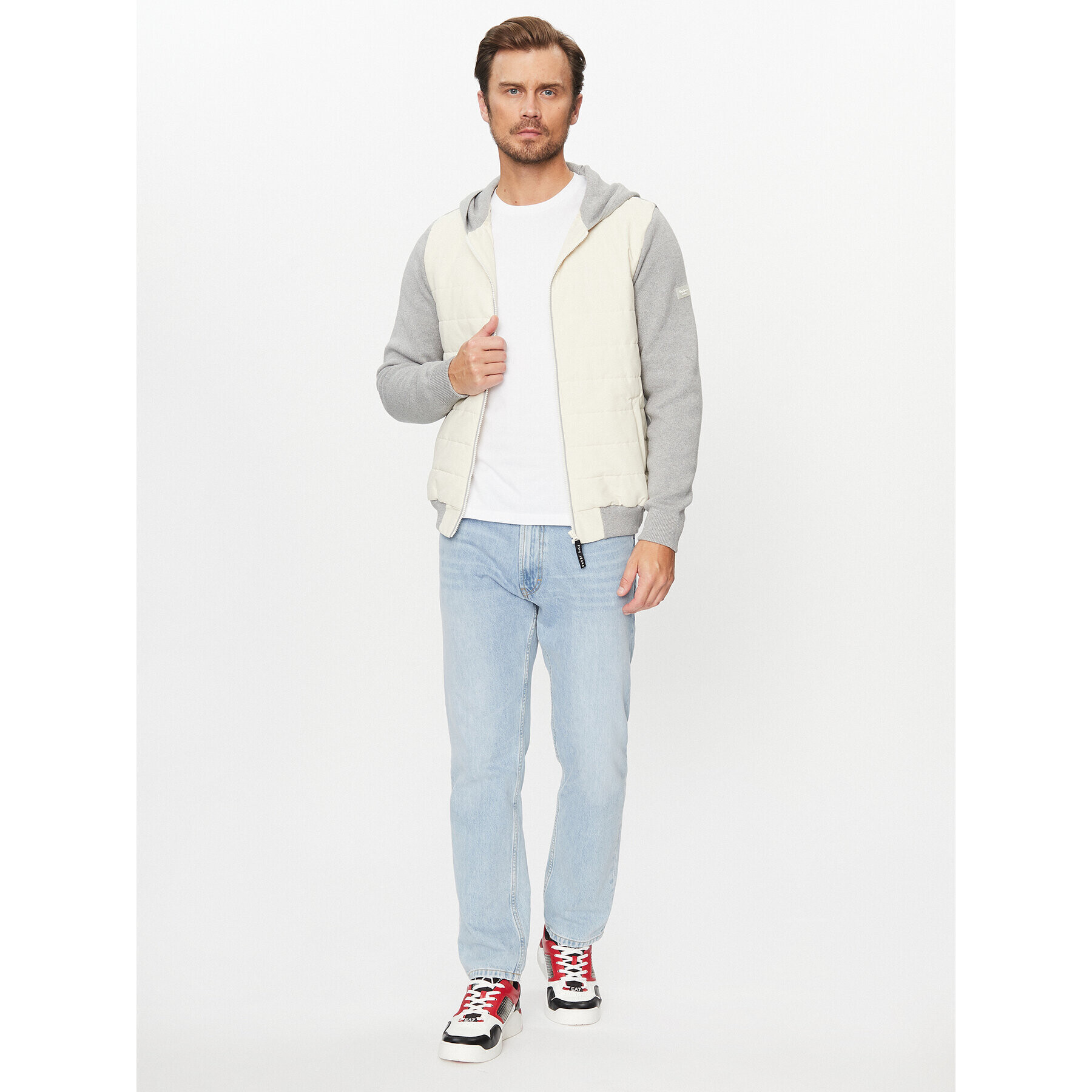 Pepe Jeans Bluză Snell Hoodie PM702380 Écru Regular Fit - Pled.ro