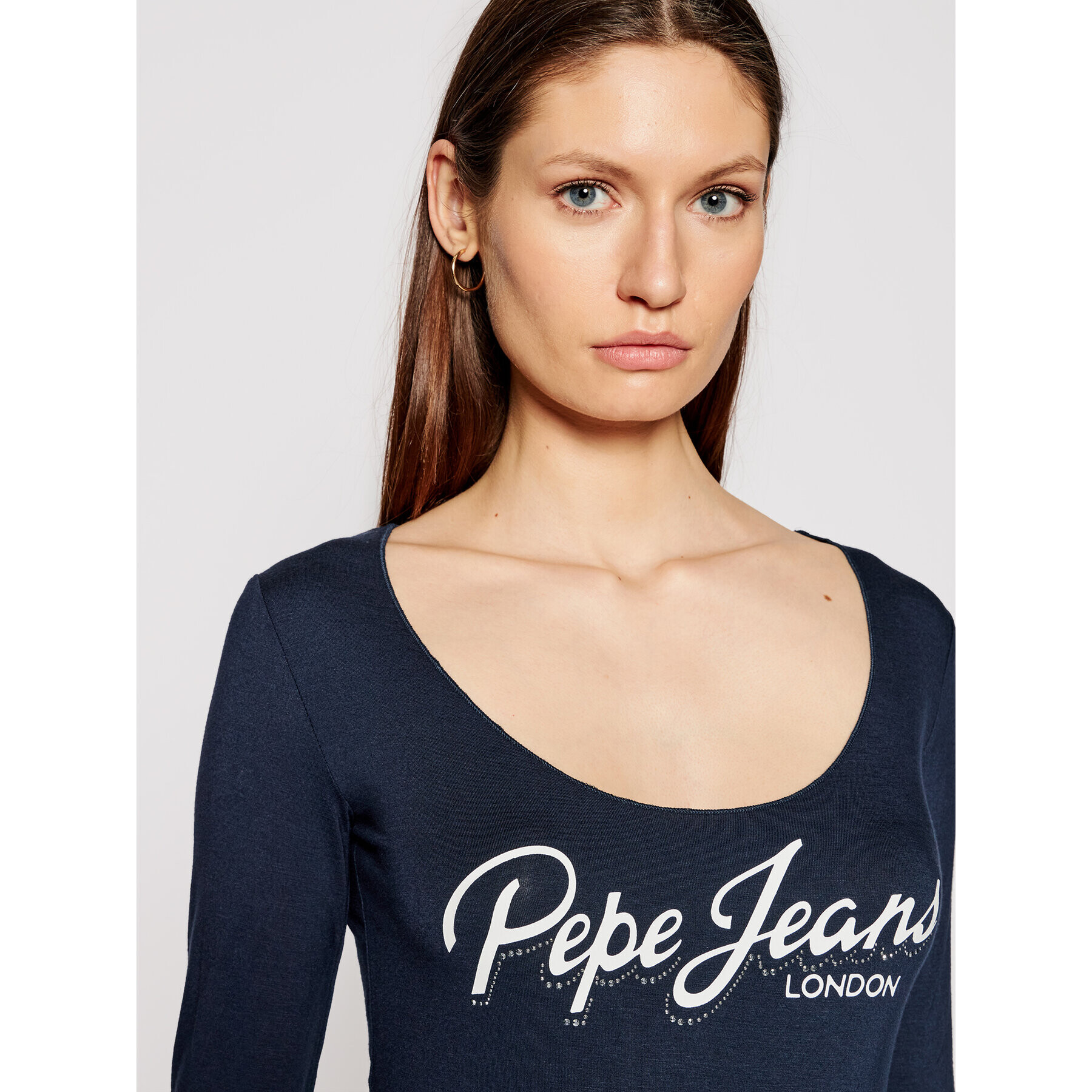 Pepe Jeans Bluză Sue PL504710 Bleumarin Regular Fit - Pled.ro