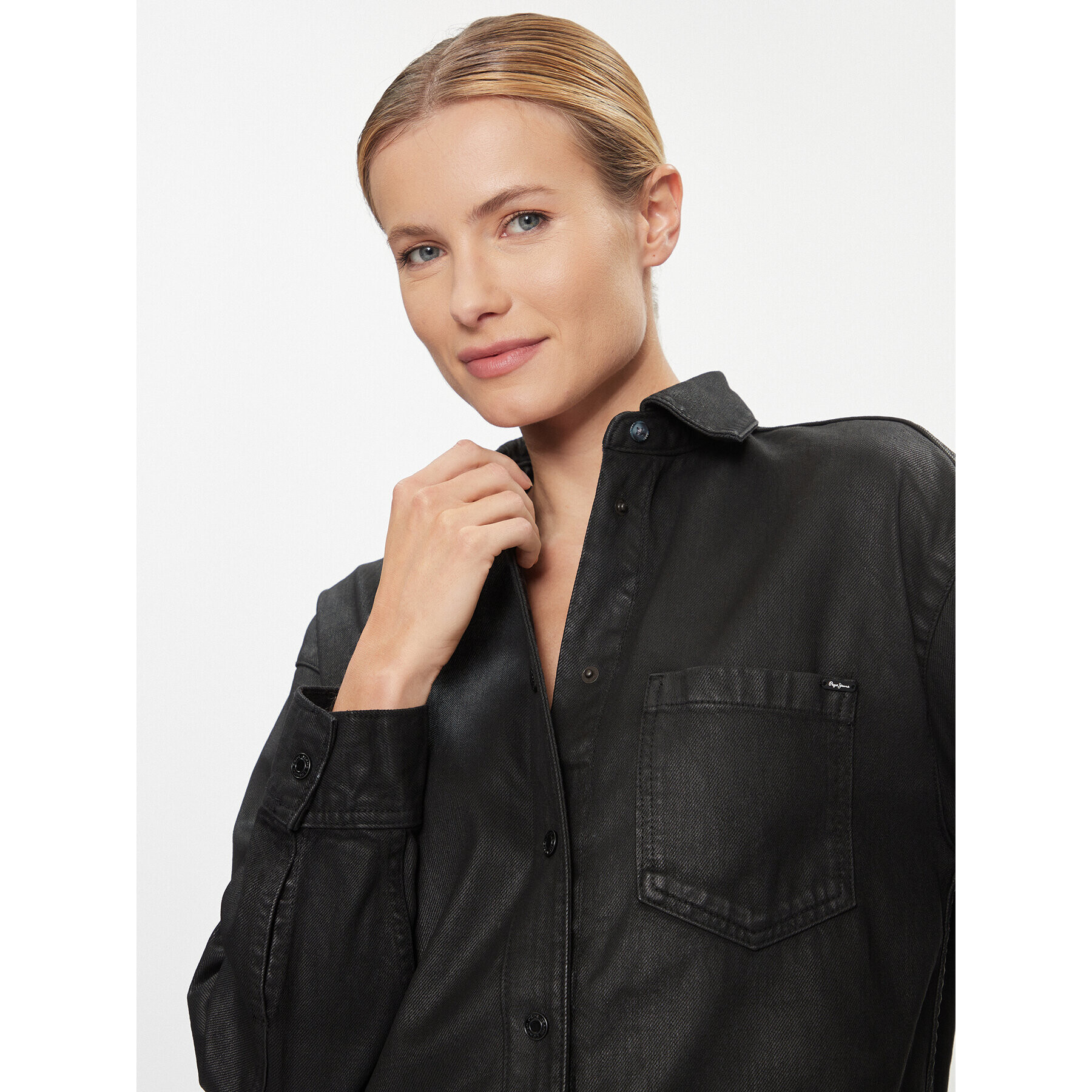 Pepe Jeans cămașă de blugi Alix PL304729 Negru Oversize - Pled.ro