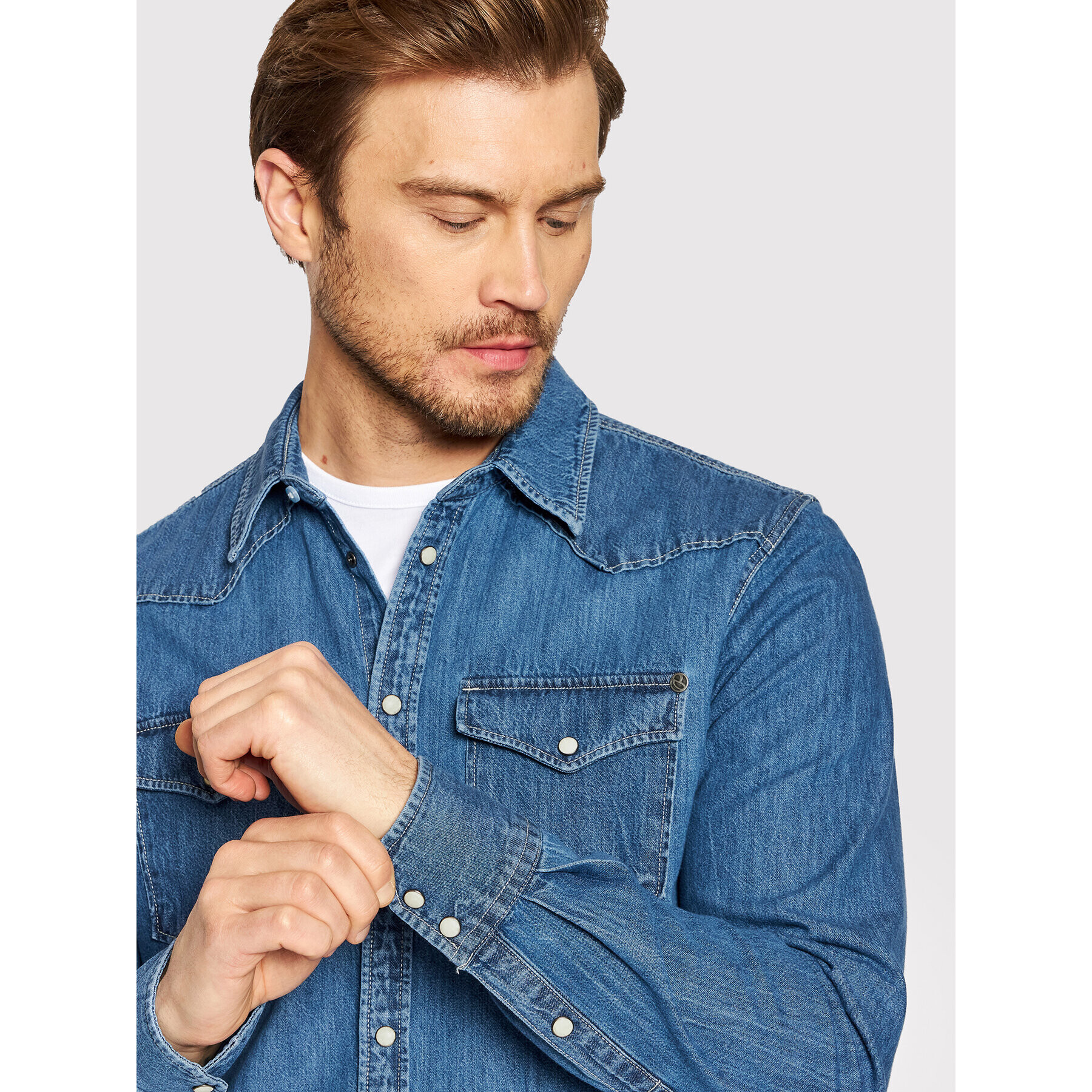 Pepe Jeans cămașă de blugi Carson PM307489 Albastru Regular Fit - Pled.ro