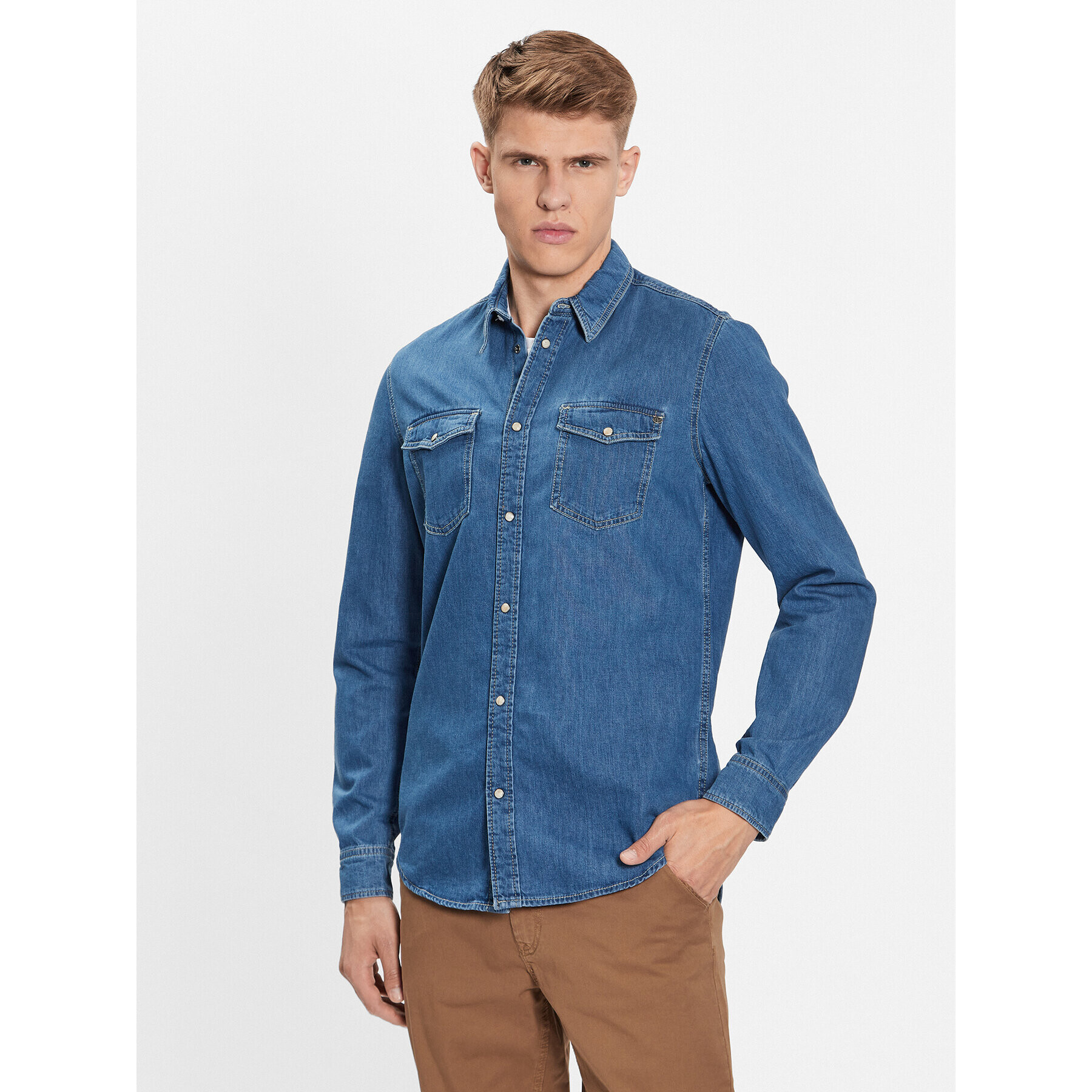 Pepe Jeans cămașă de blugi Hammond PM307509 Albastru Regular Fit - Pled.ro