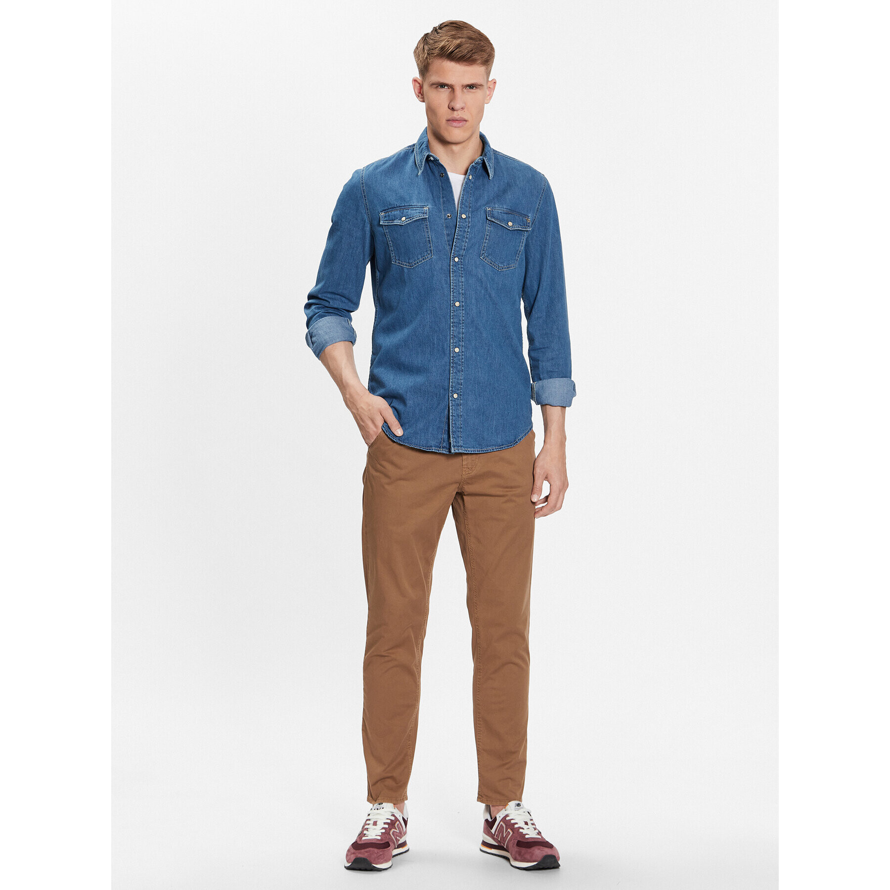 Pepe Jeans cămașă de blugi Hammond PM307509 Albastru Regular Fit - Pled.ro