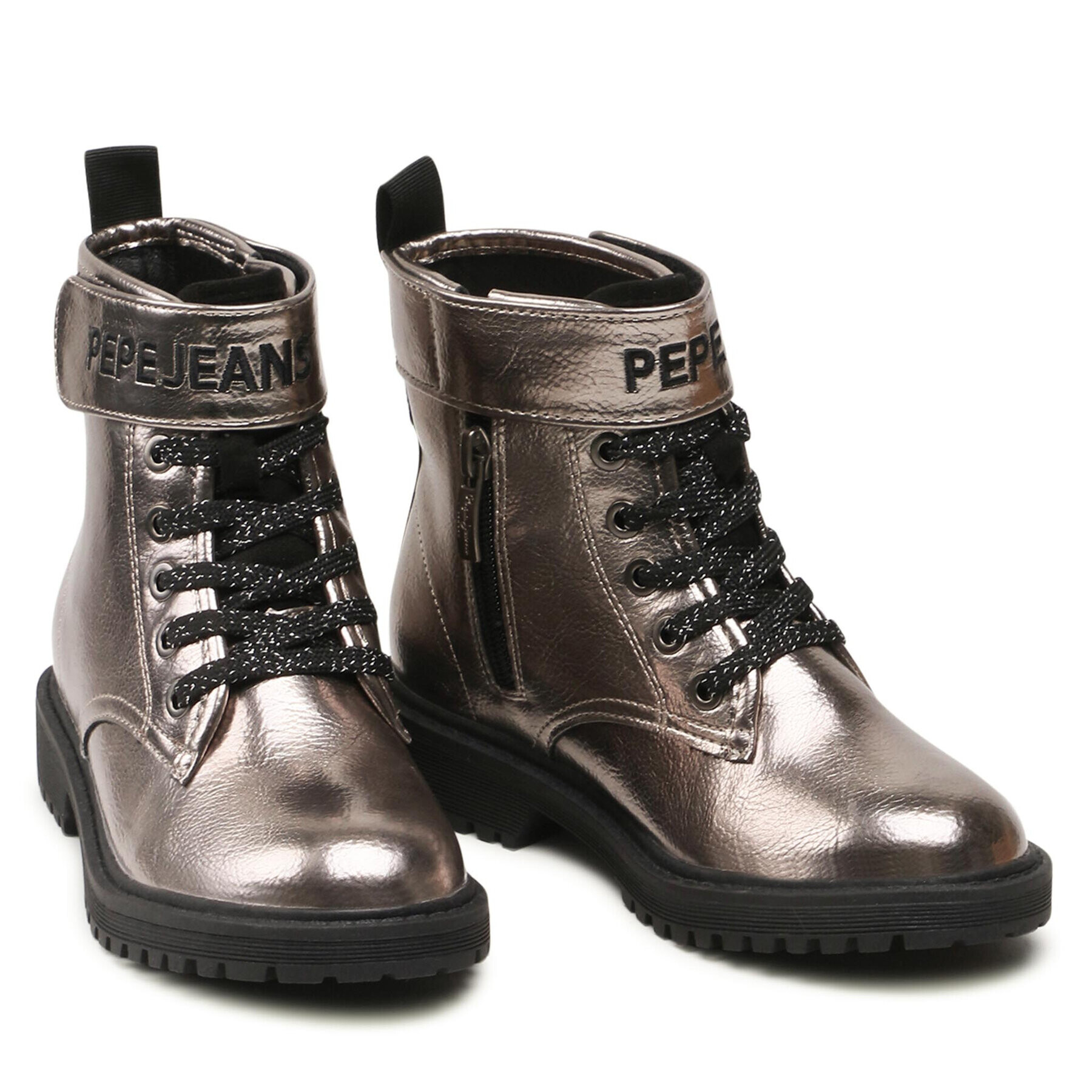 Pepe Jeans Cizme Hatton Strap Metal PGS50168 Argintiu - Pled.ro