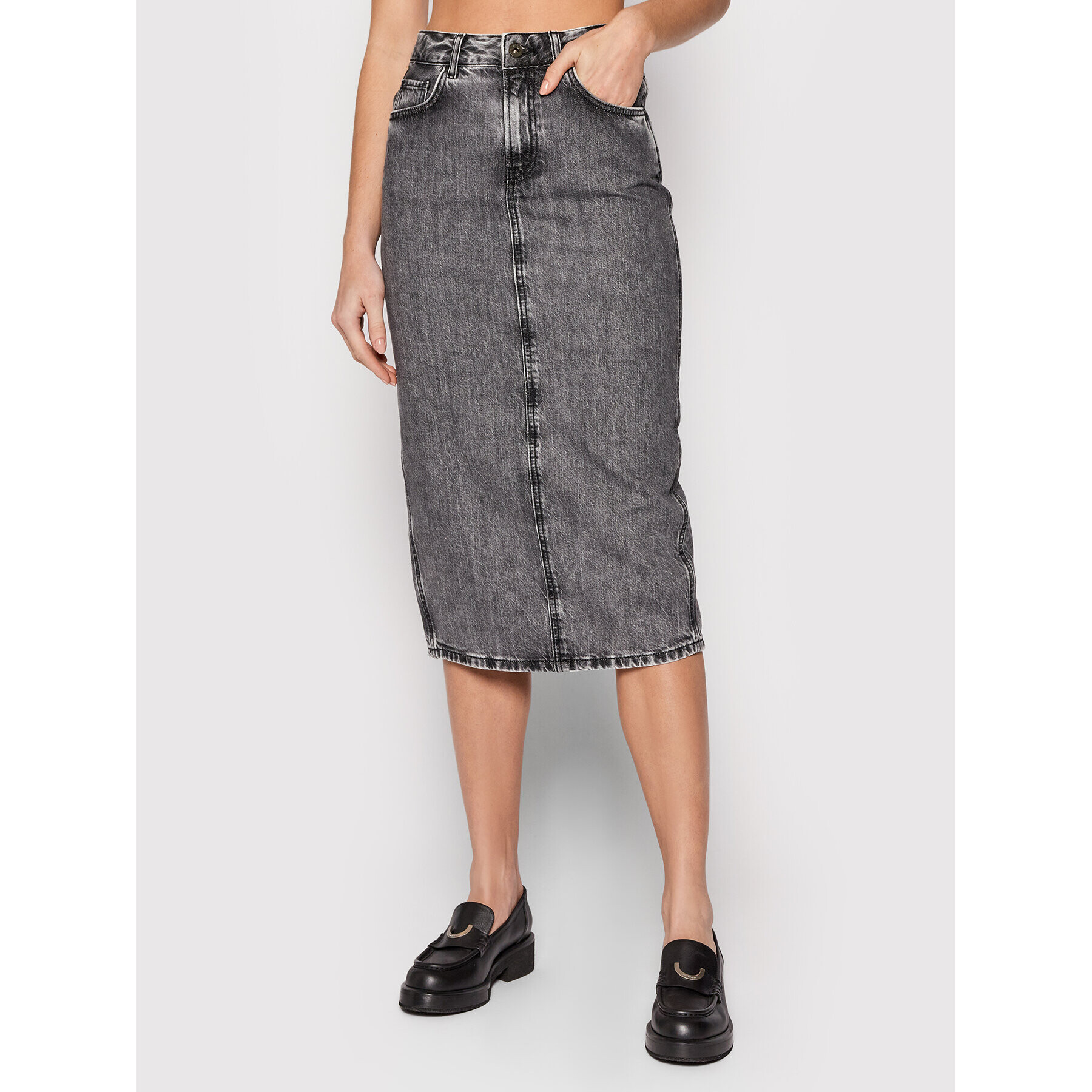 Pepe Jeans Fustă de blugi Piper PL900946 Gri Regular Fit - Pled.ro