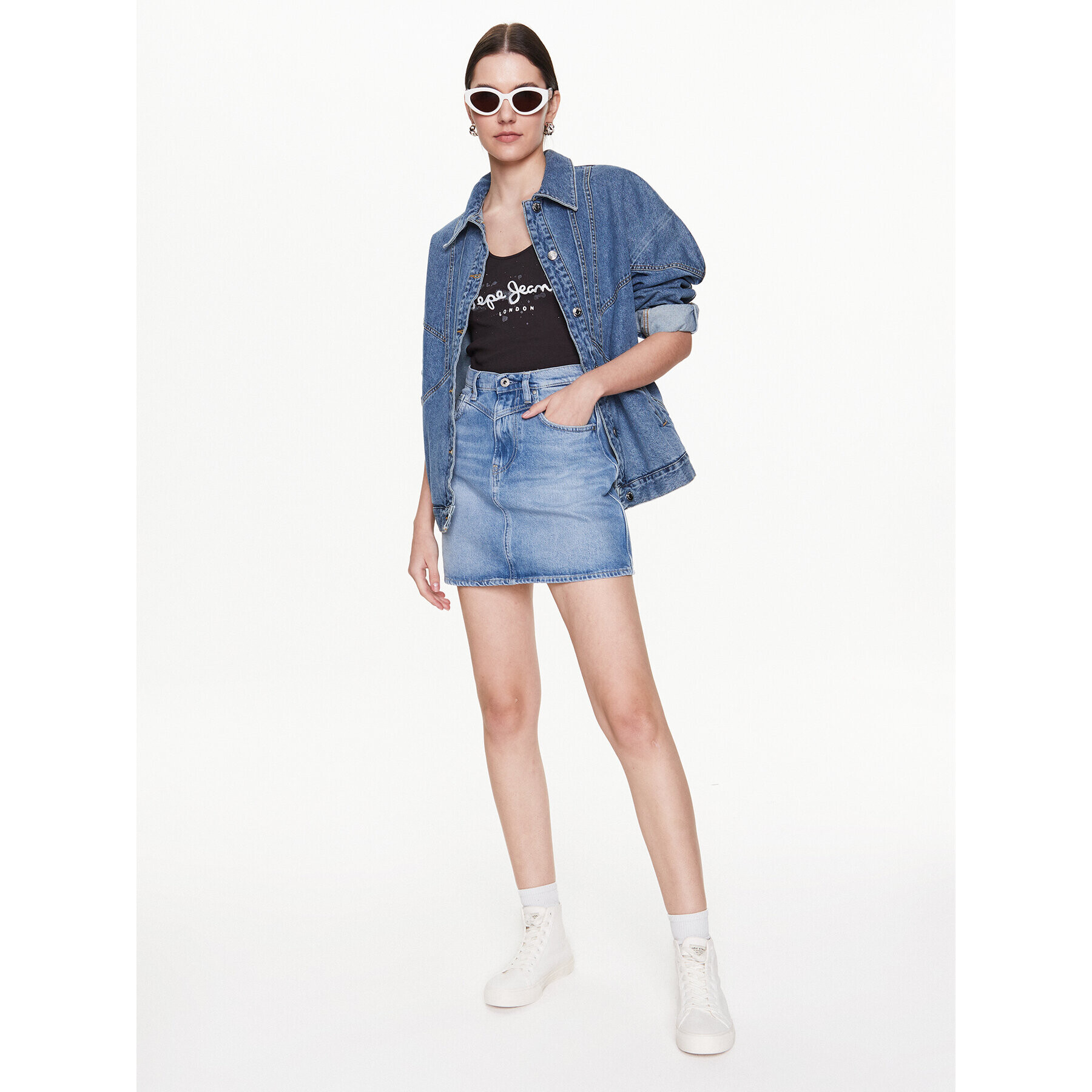 Pepe Jeans Fustă de blugi Rachel Skirt PL900979PE9 Albastru Regular Fit - Pled.ro