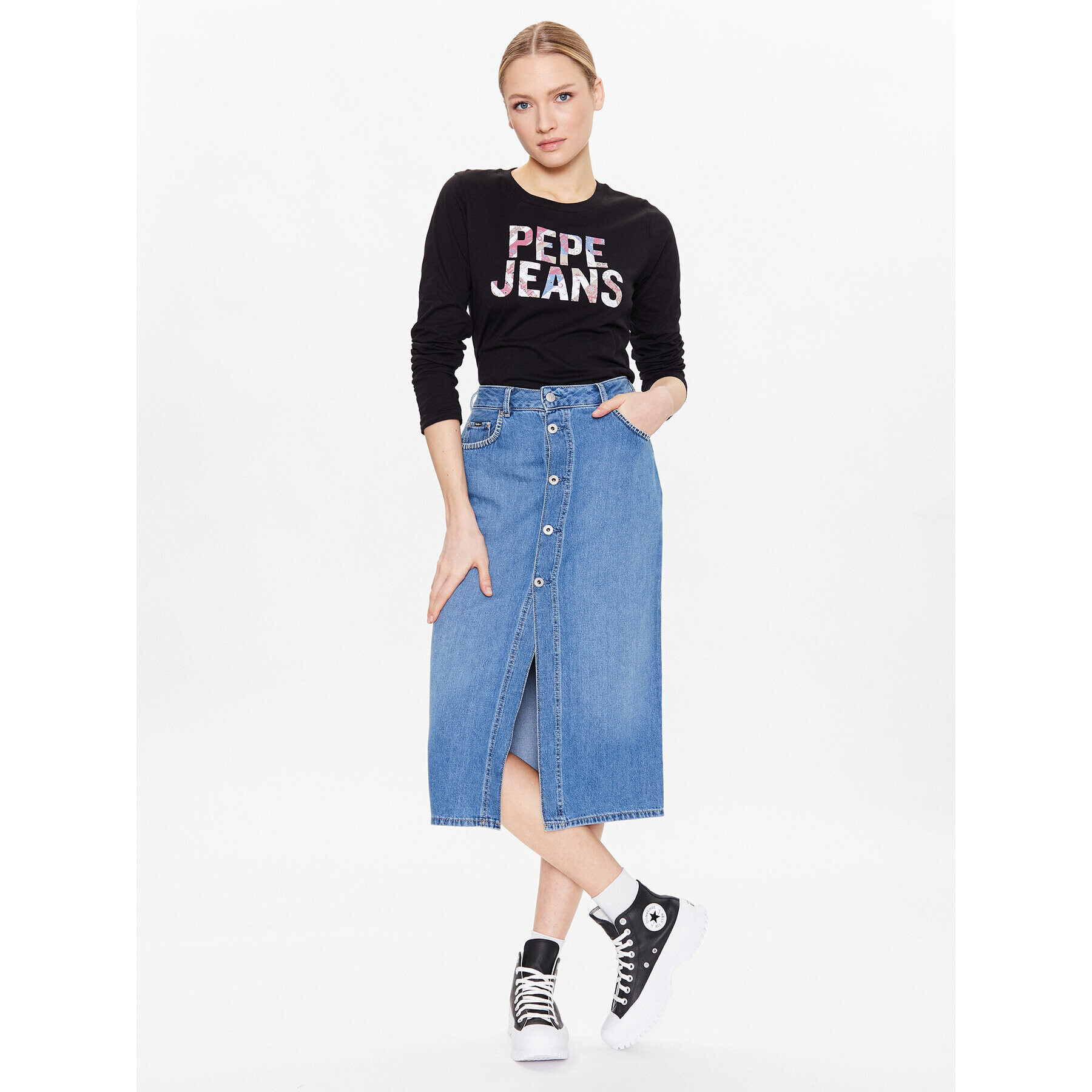 Pepe Jeans Fustă de blugi Sofi PL901017 Albastru Regular Fit - Pled.ro