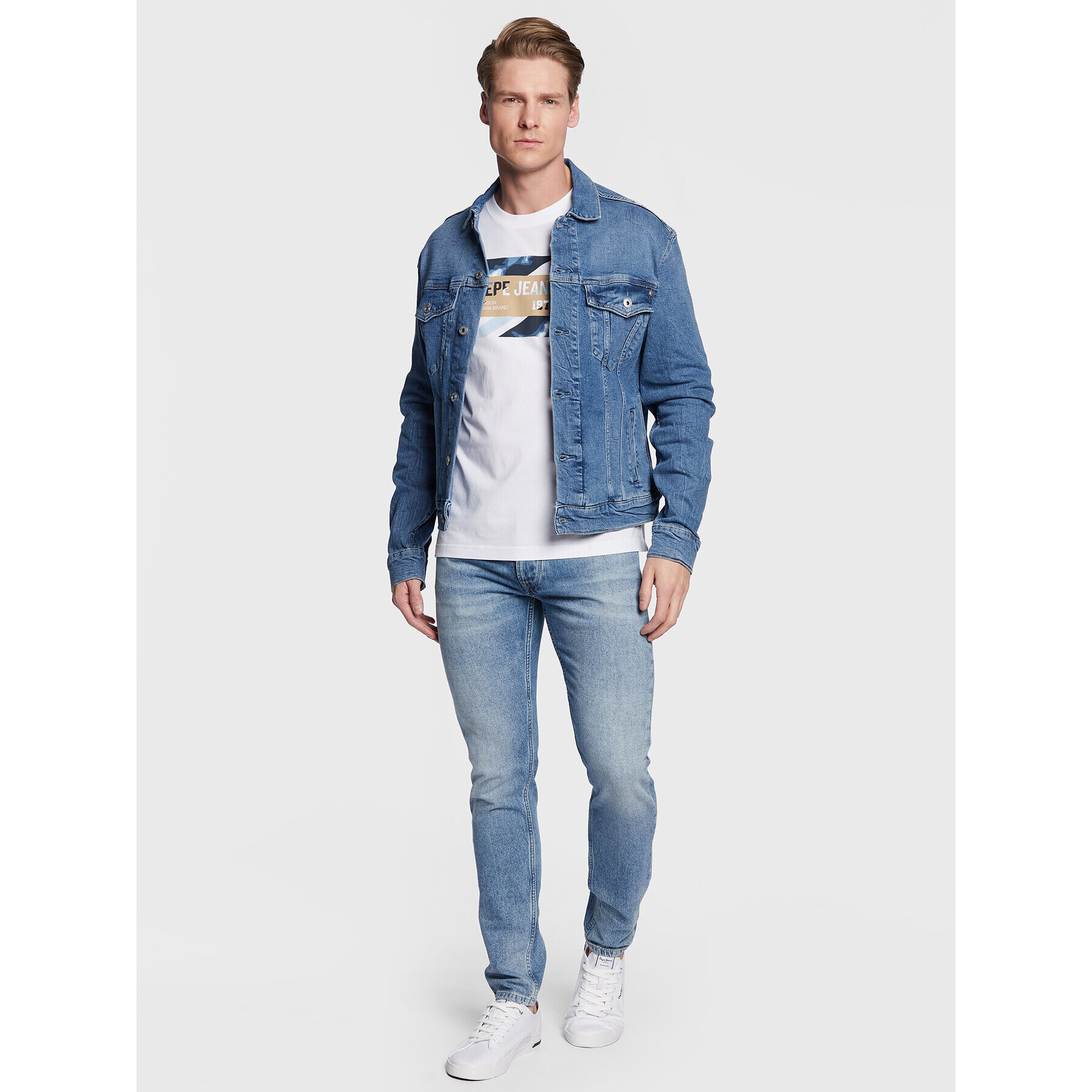 Pepe Jeans Geacă de blugi Pinner PM402465 Albastru Regular Fit - Pled.ro