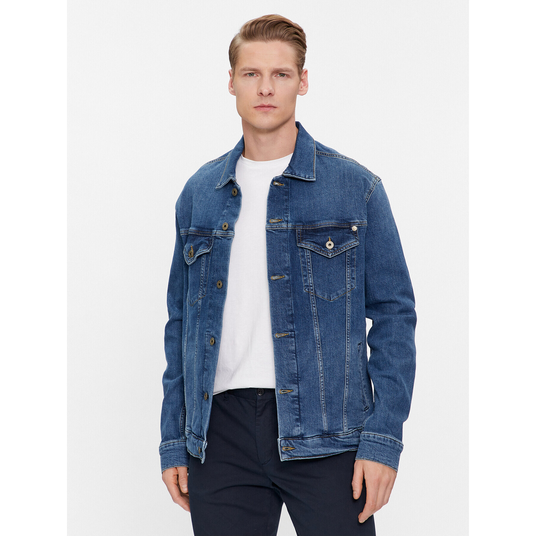 Pepe Jeans Geacă de blugi Pinners PM402715 Albastru Regular Fit - Pled.ro