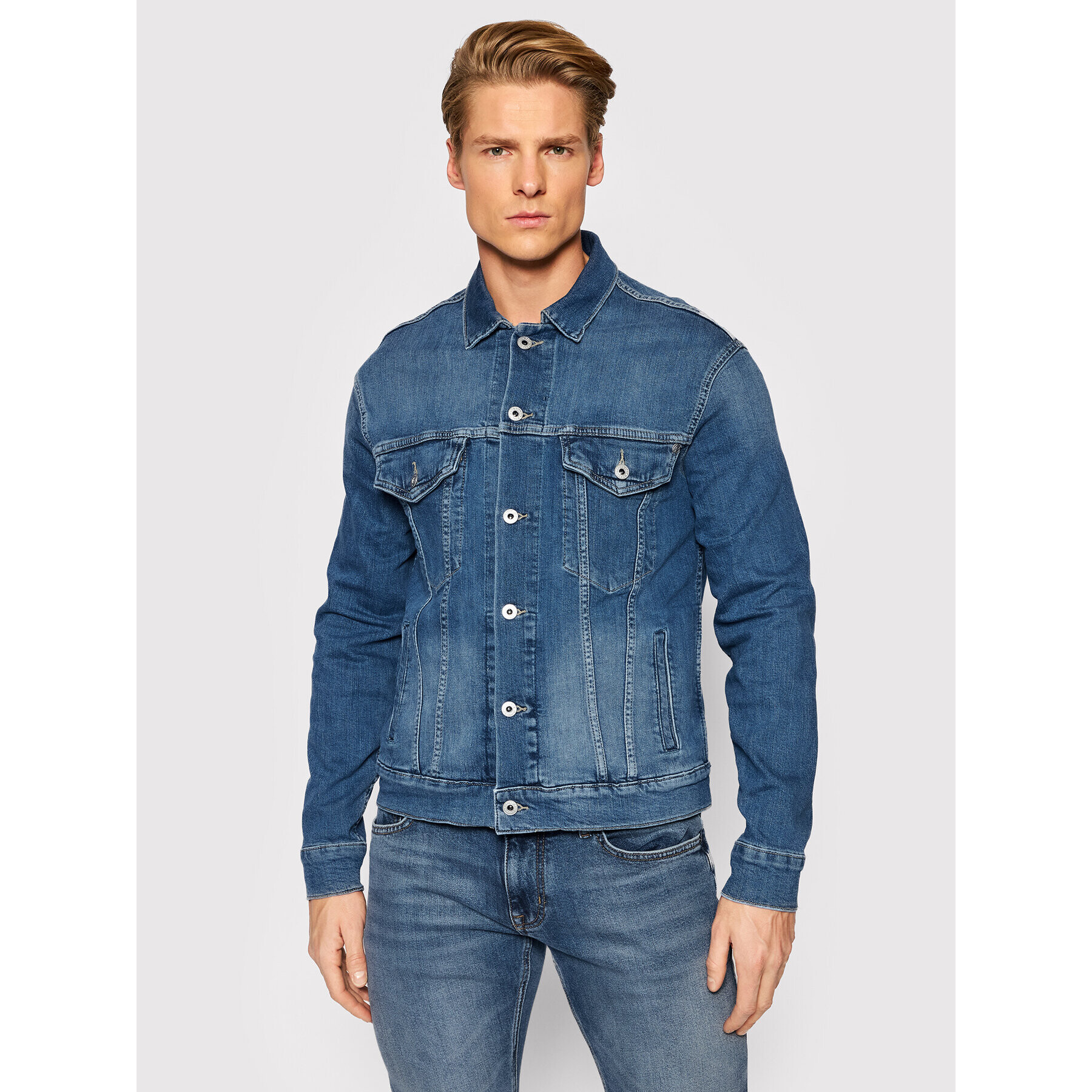 Pepe Jeans Geacă de blugi PM402465 Bleumarin Regular Fit - Pled.ro