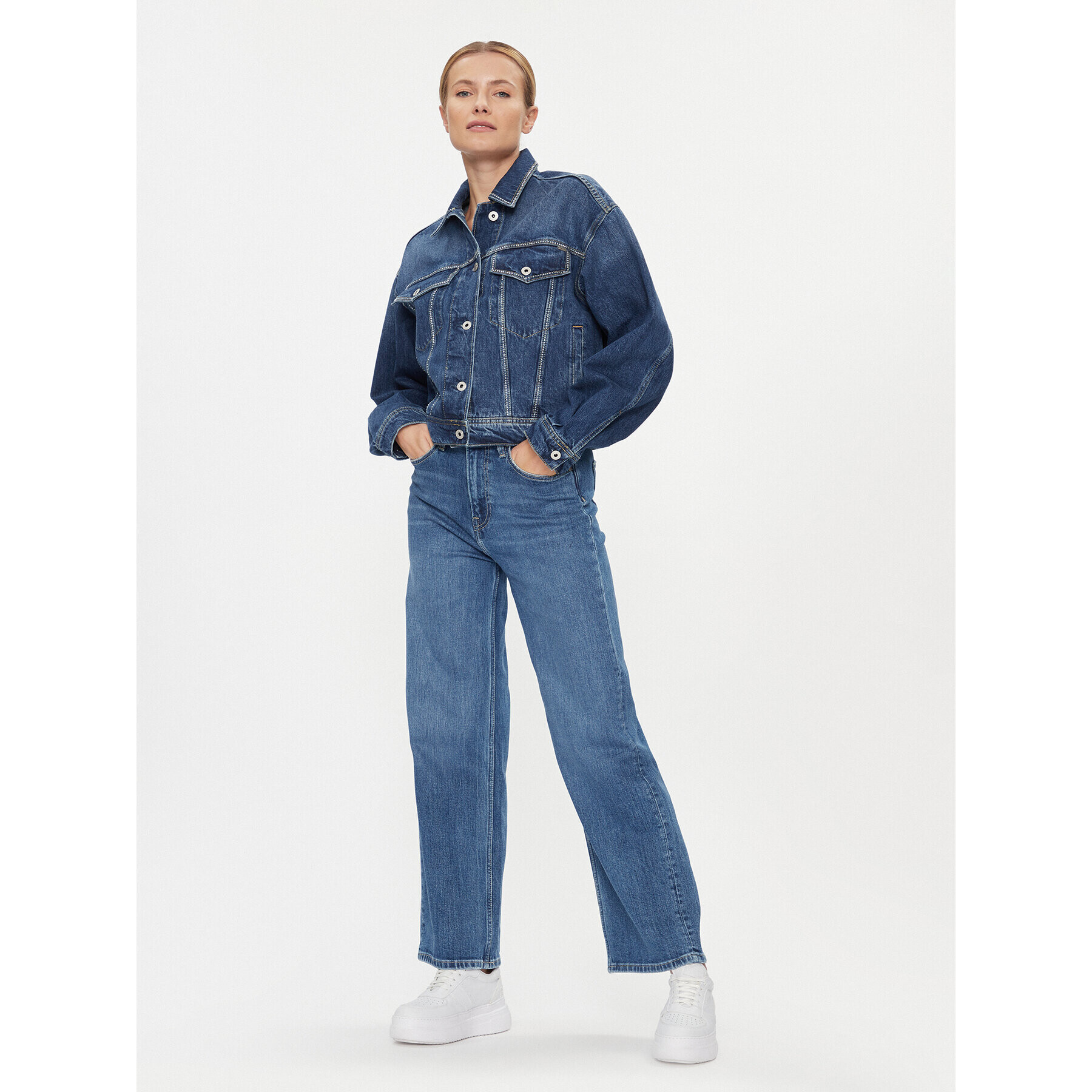 Pepe Jeans Geacă de blugi Turner Sparkle PL402328 Bleumarin Relaxed Fit - Pled.ro