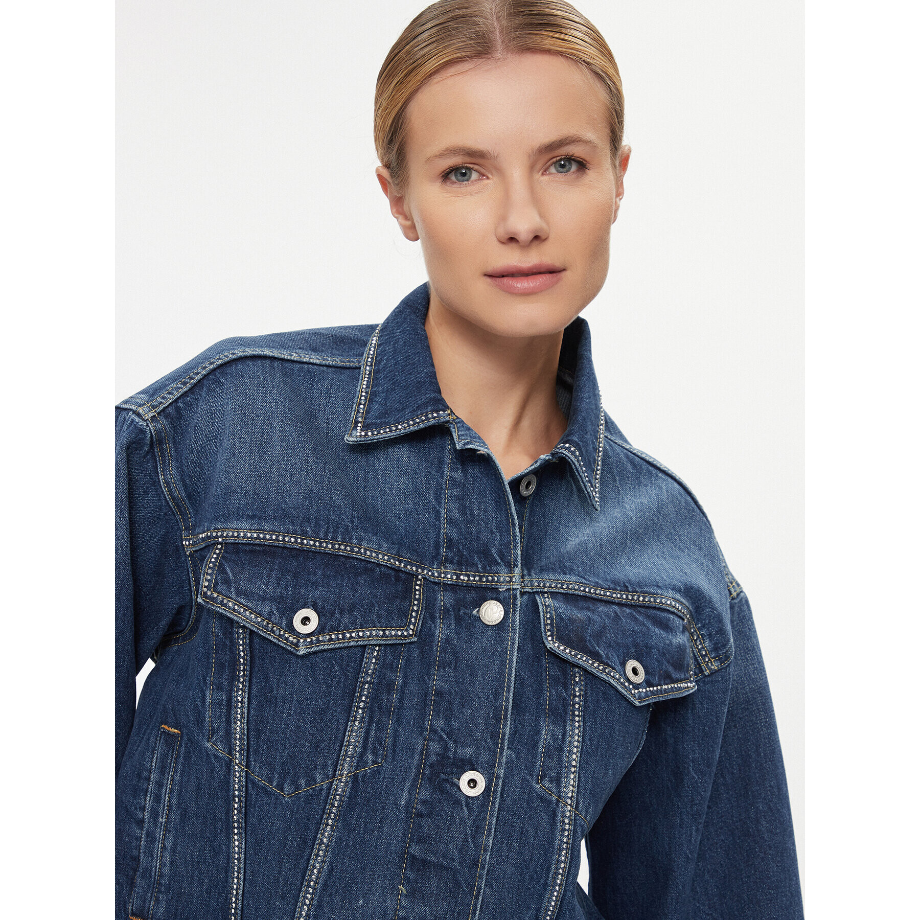 Pepe Jeans Geacă de blugi Turner Sparkle PL402328 Bleumarin Relaxed Fit - Pled.ro