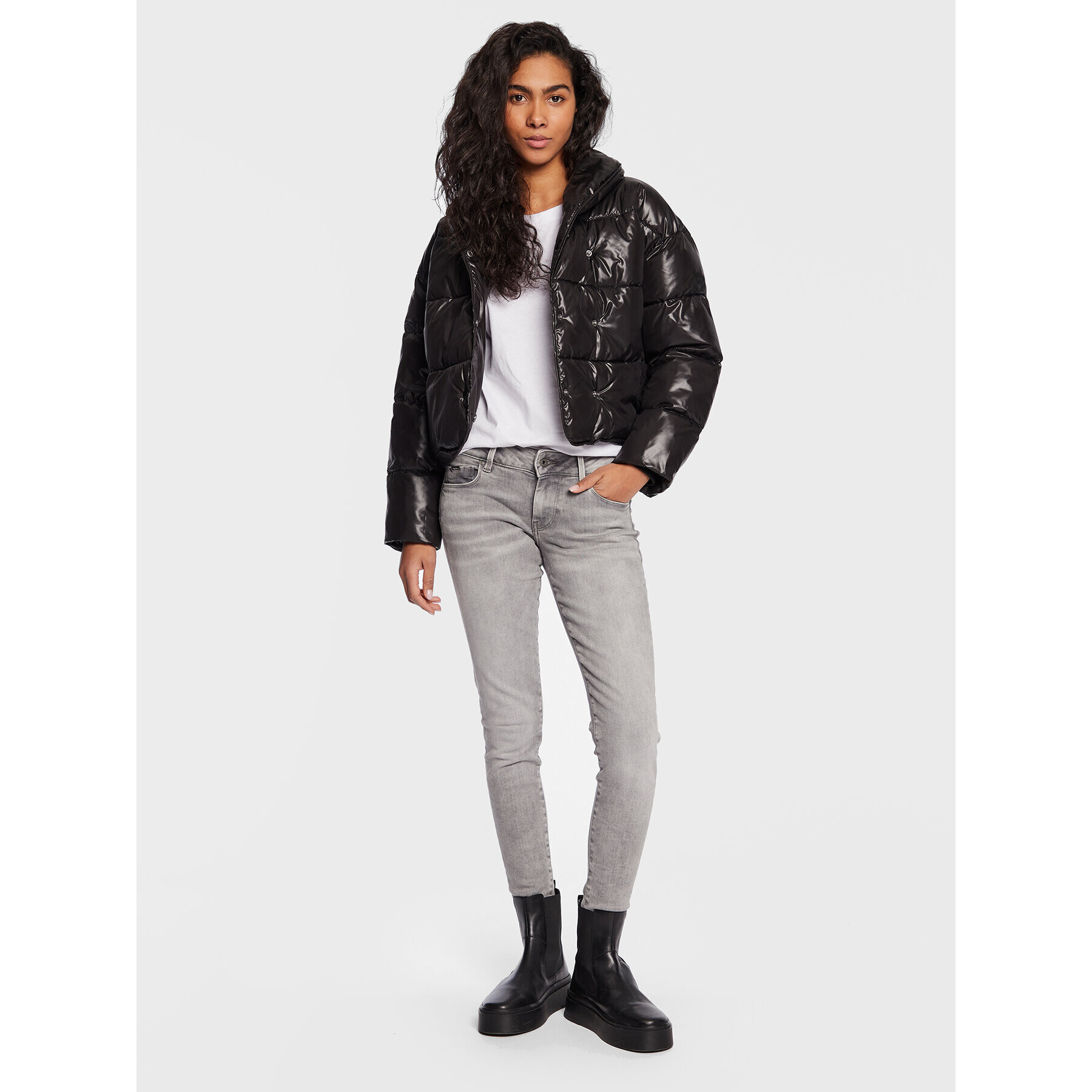 Pepe Jeans Geacă din puf Rain PL402142 Negru Regular Fit - Pled.ro