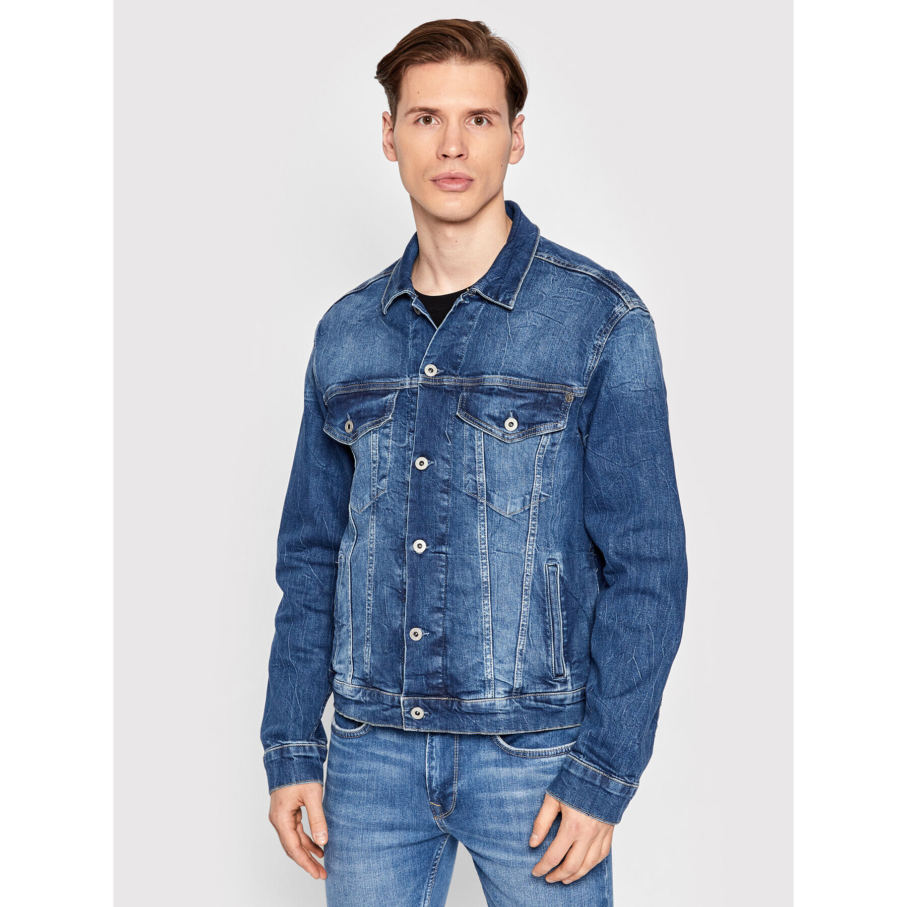 Pepe Jeans Geacă de blugi Pinner PM402465 Bleumarin Regular Fit - Pled.ro