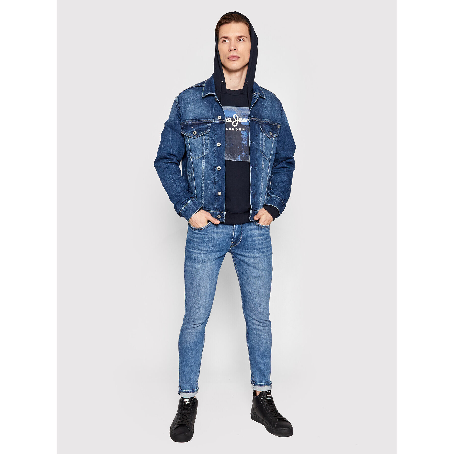 Pepe Jeans Geacă de blugi Pinner PM402465 Bleumarin Regular Fit - Pled.ro