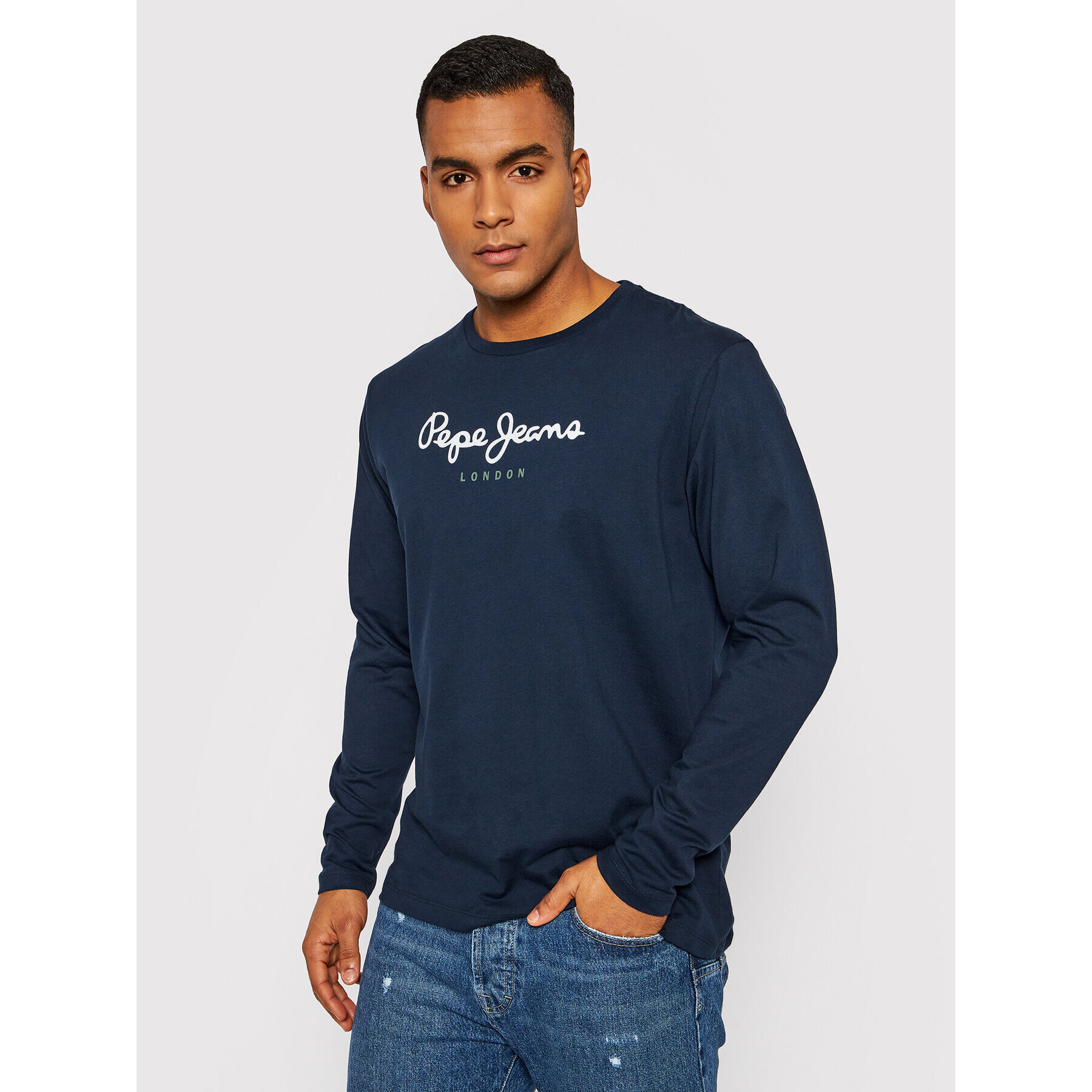 Pepe Jeans Longsleeve Eggo PM508209 Bleumarin Regular Fit - Pled.ro