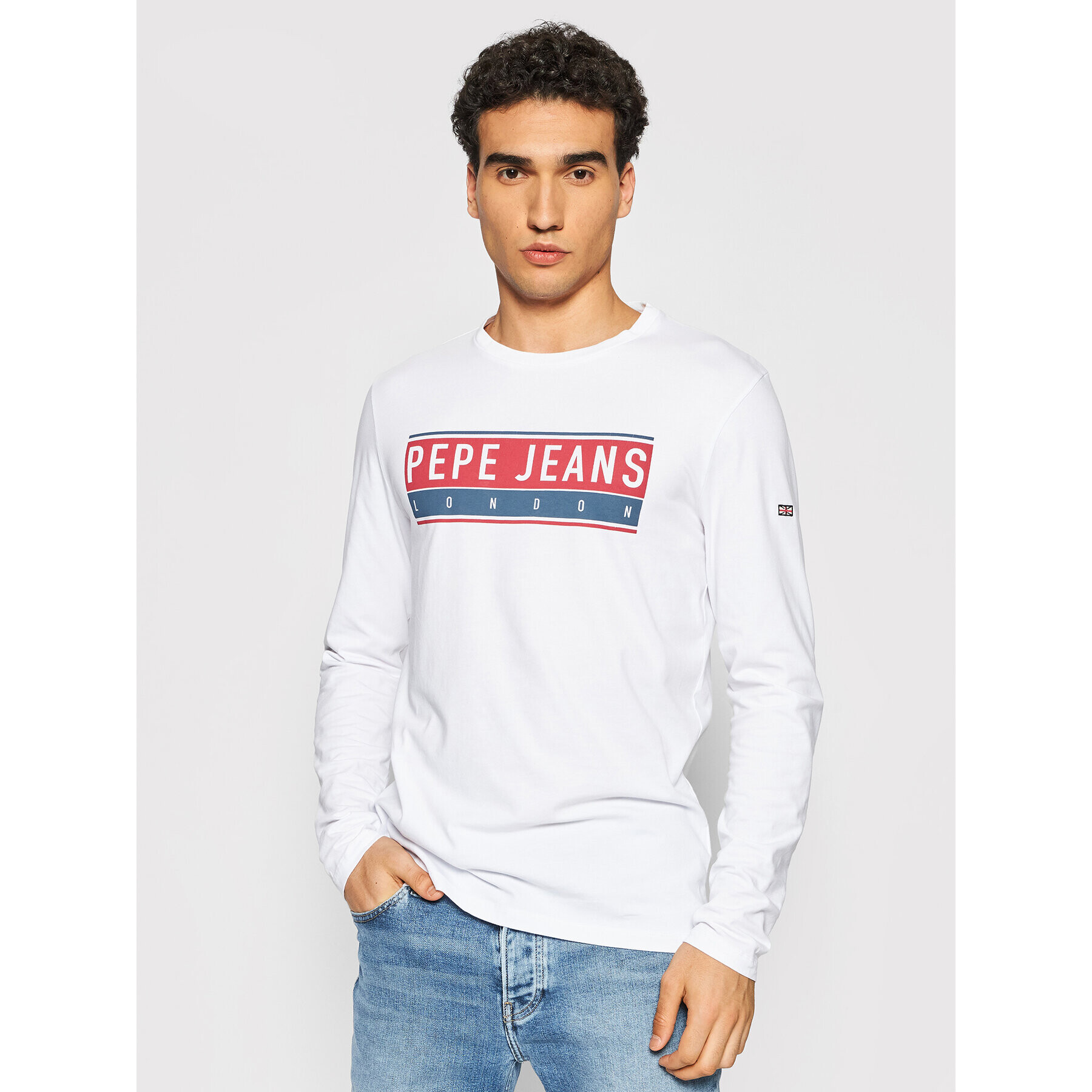 Pepe Jeans Longsleeve Jayo PM508014 Alb Slim Fit - Pled.ro