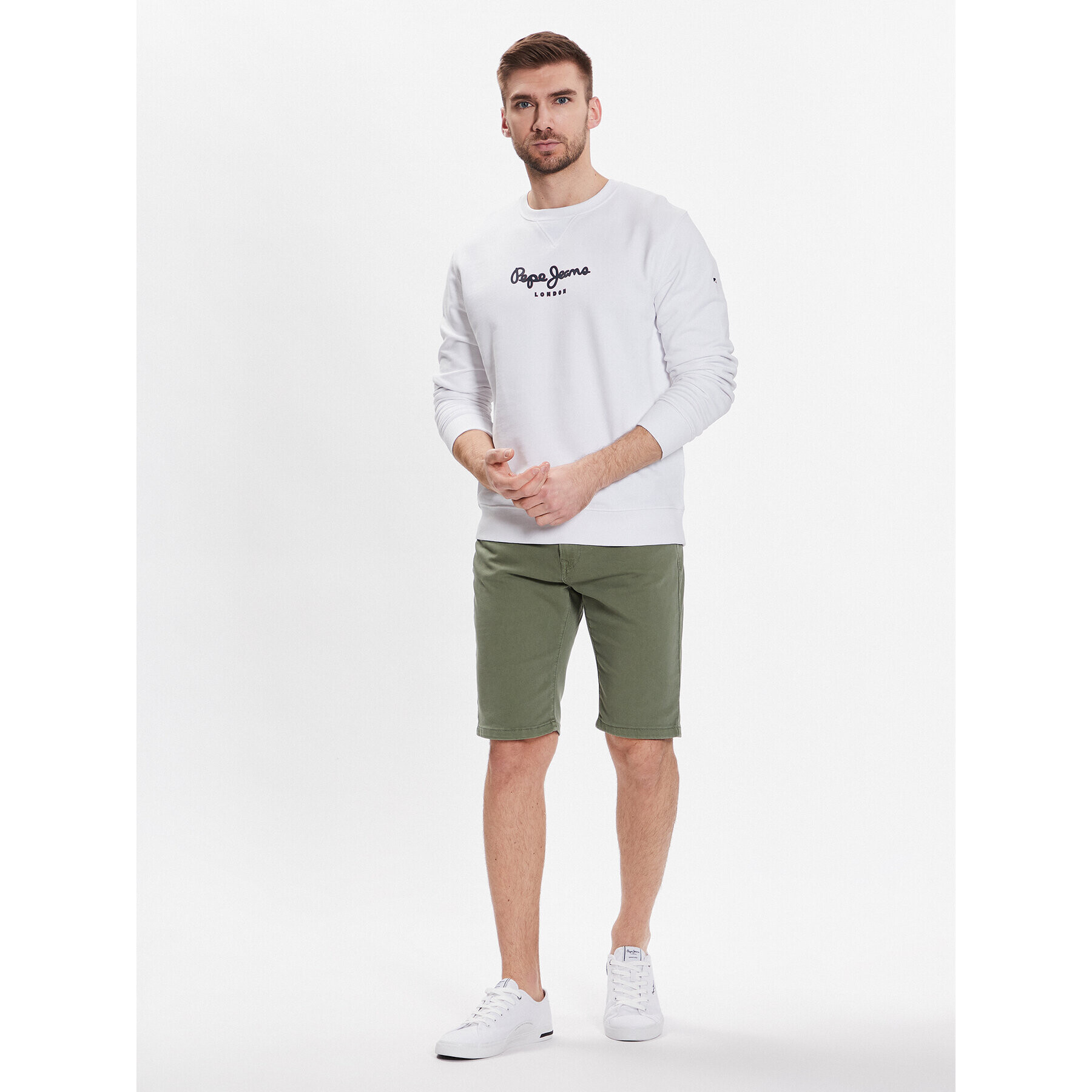 Pepe Jeans Pantalon scurți din material Jagger Short PM800920 Verde Slim Fit - Pled.ro