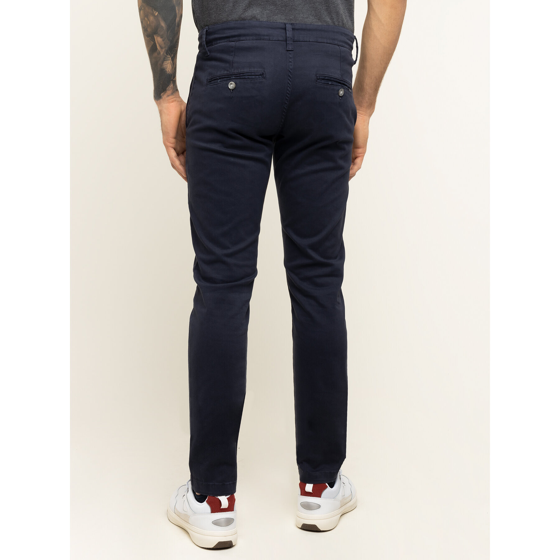 Pepe Jeans Pantaloni din material Charly PM210992 Bleumarin Slim Fit - Pled.ro