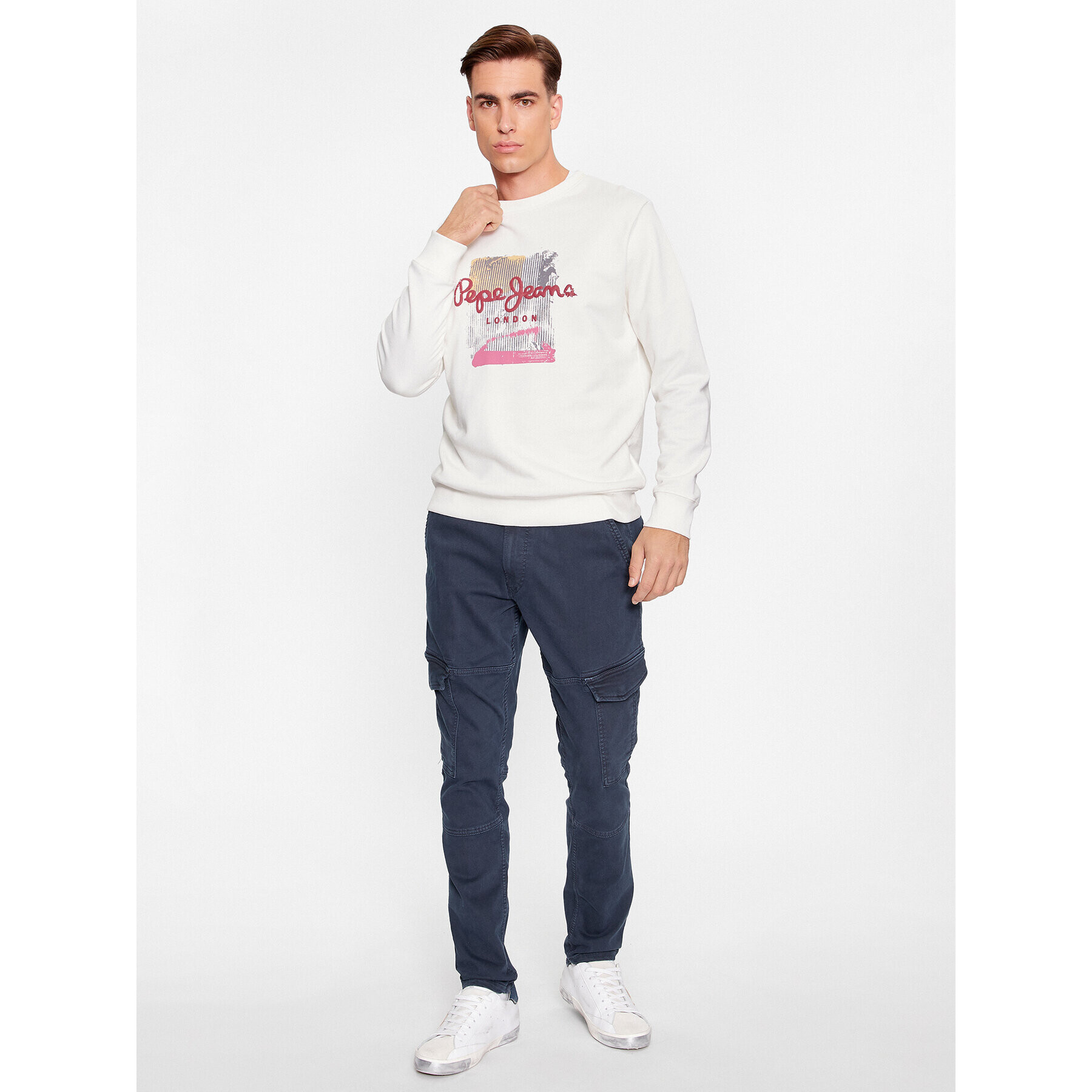 Pepe Jeans Pantaloni din material Jared PM211604YG7 Bleumarin Regular Fit - Pled.ro