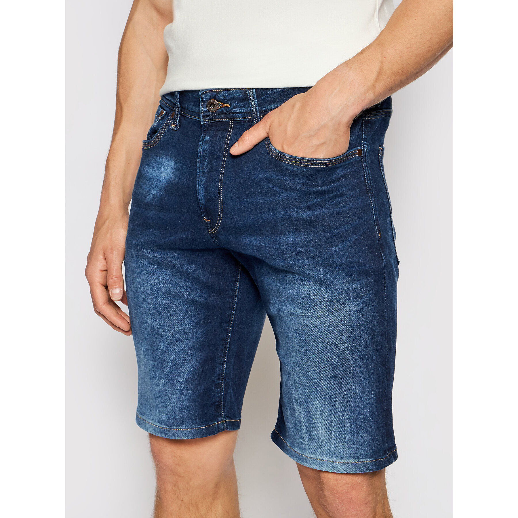 Pepe Jeans Pantaloni scurți de blugi Stanley PM800854 Bleumarin Taper Fit - Pled.ro