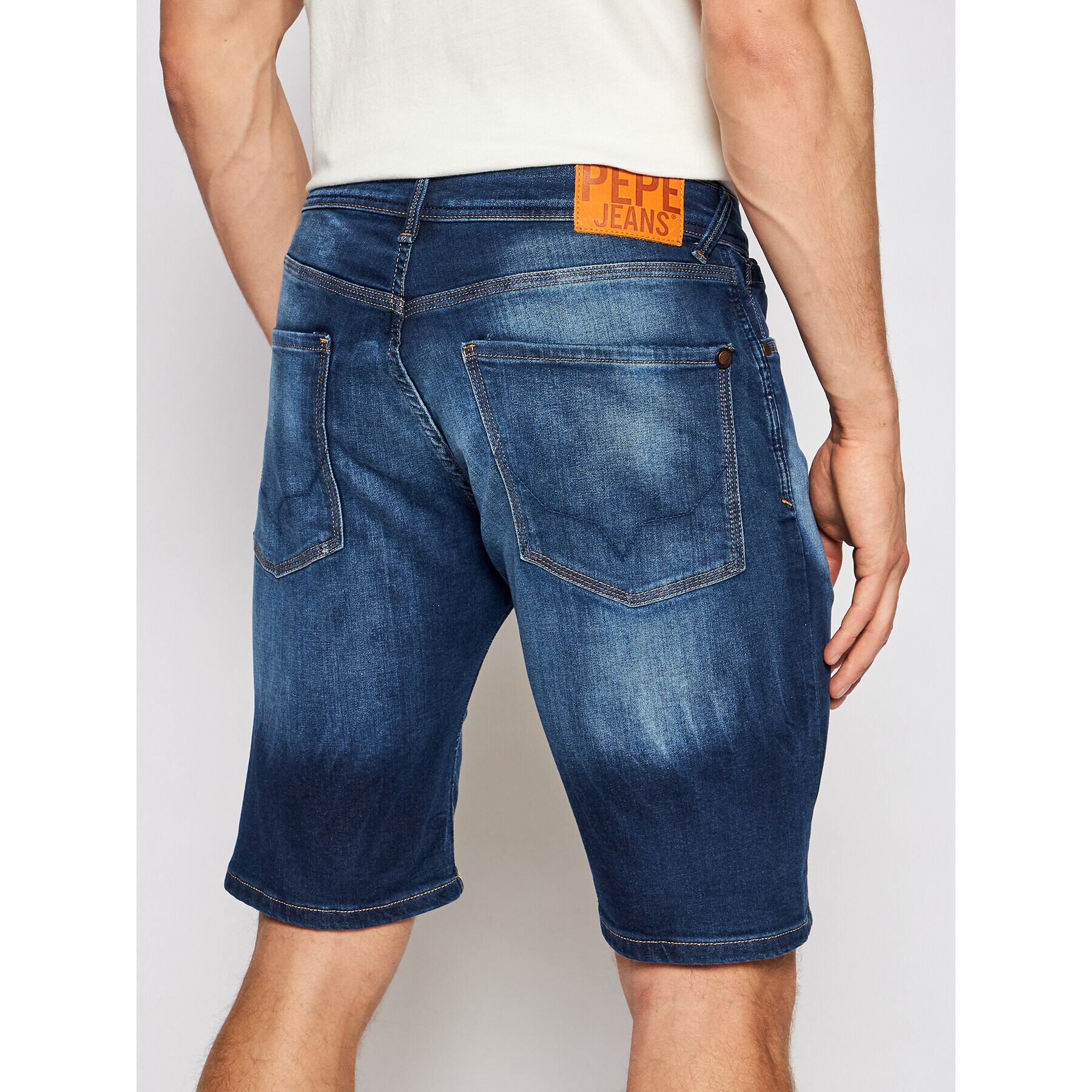 Pepe Jeans Pantaloni scurți de blugi Stanley PM800854 Bleumarin Taper Fit - Pled.ro