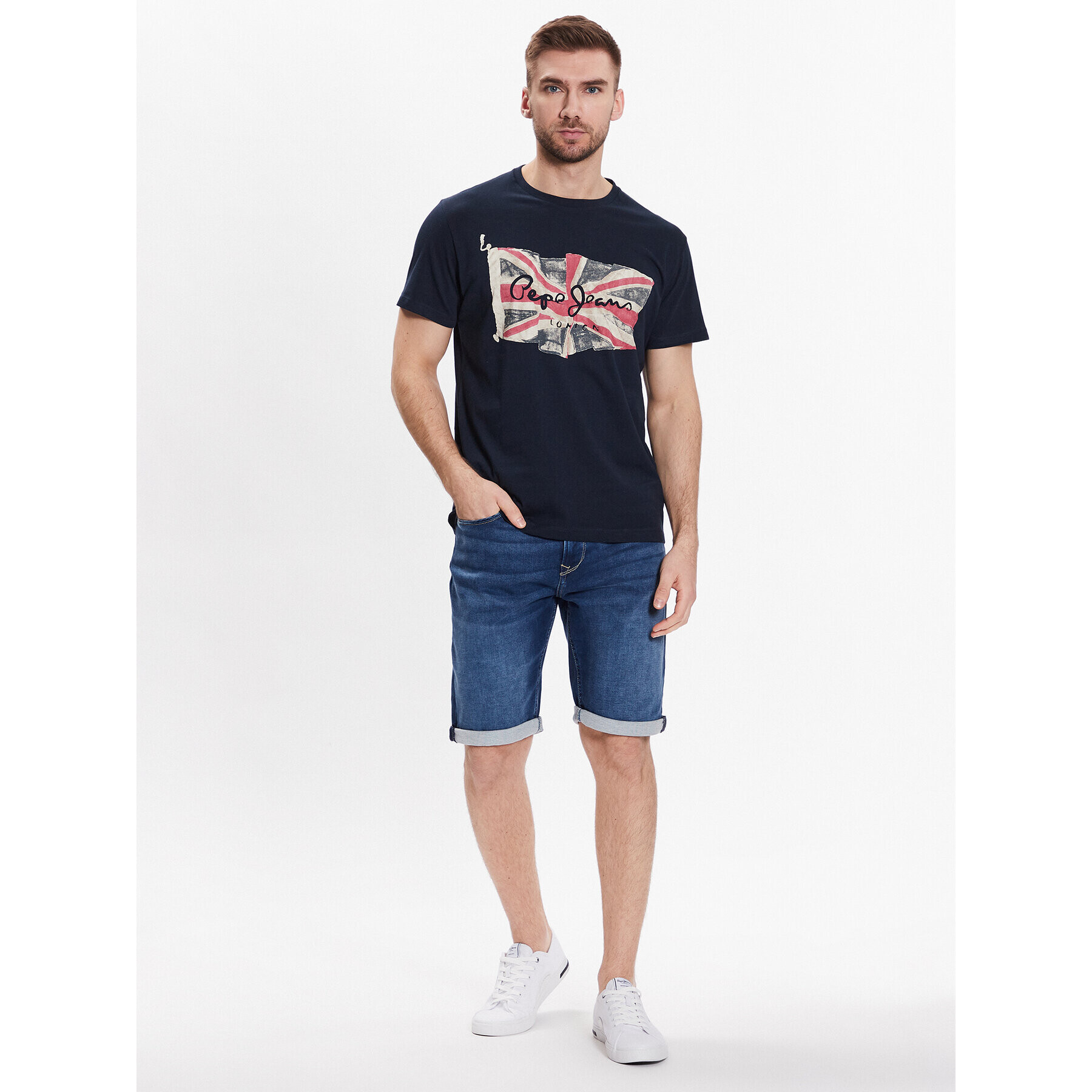 Pepe Jeans Pantaloni scurți de blugi Jack Short PM801022CQ8 Albastru Regular Fit - Pled.ro