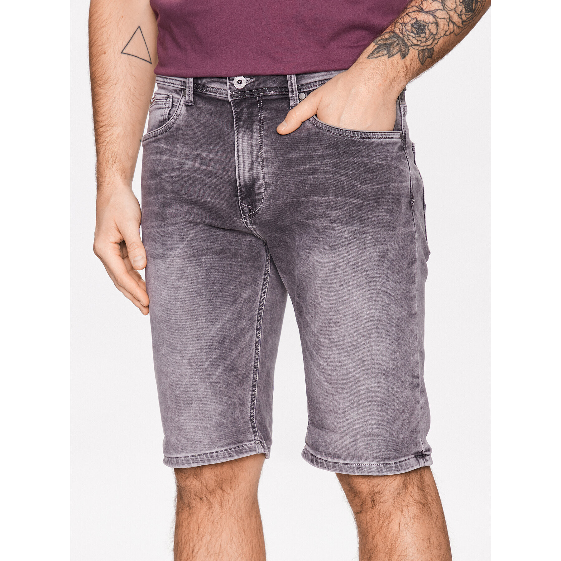 Pepe Jeans Pantaloni scurți de blugi Jack Short PM801022UG0 Gri Regular Fit - Pled.ro