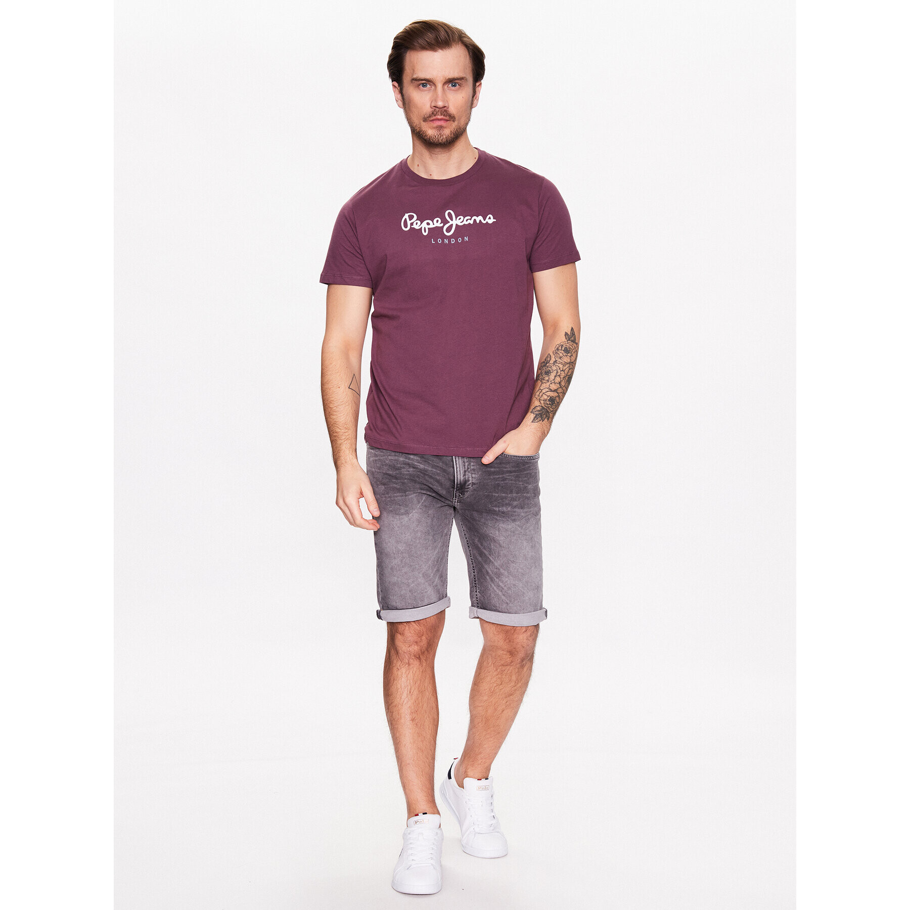 Pepe Jeans Pantaloni scurți de blugi Jack Short PM801022UG0 Gri Regular Fit - Pled.ro