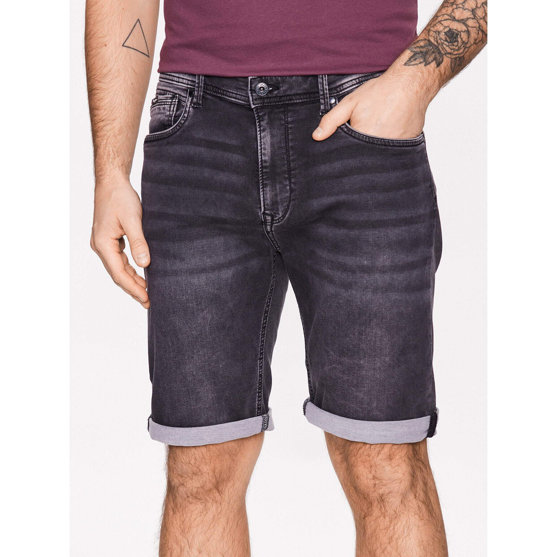 Pepe Jeans Pantaloni scurți de blugi Jack Short PM801022XF7 Gri Regular Fit - Pled.ro