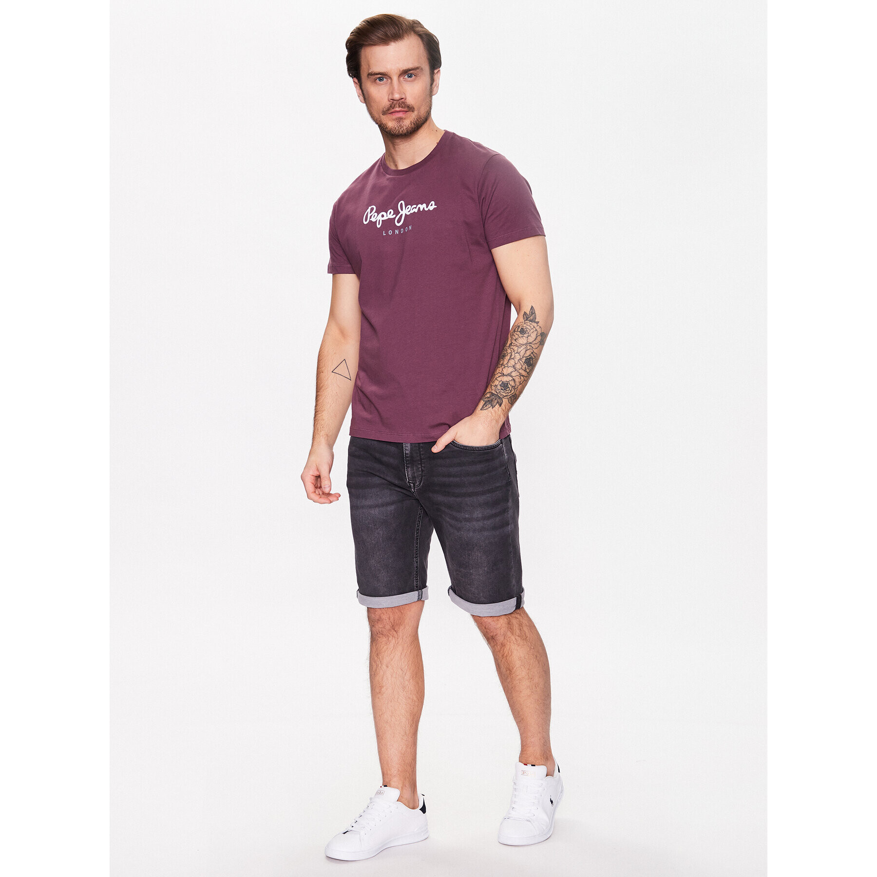 Pepe Jeans Pantaloni scurți de blugi Jack Short PM801022XF7 Gri Regular Fit - Pled.ro