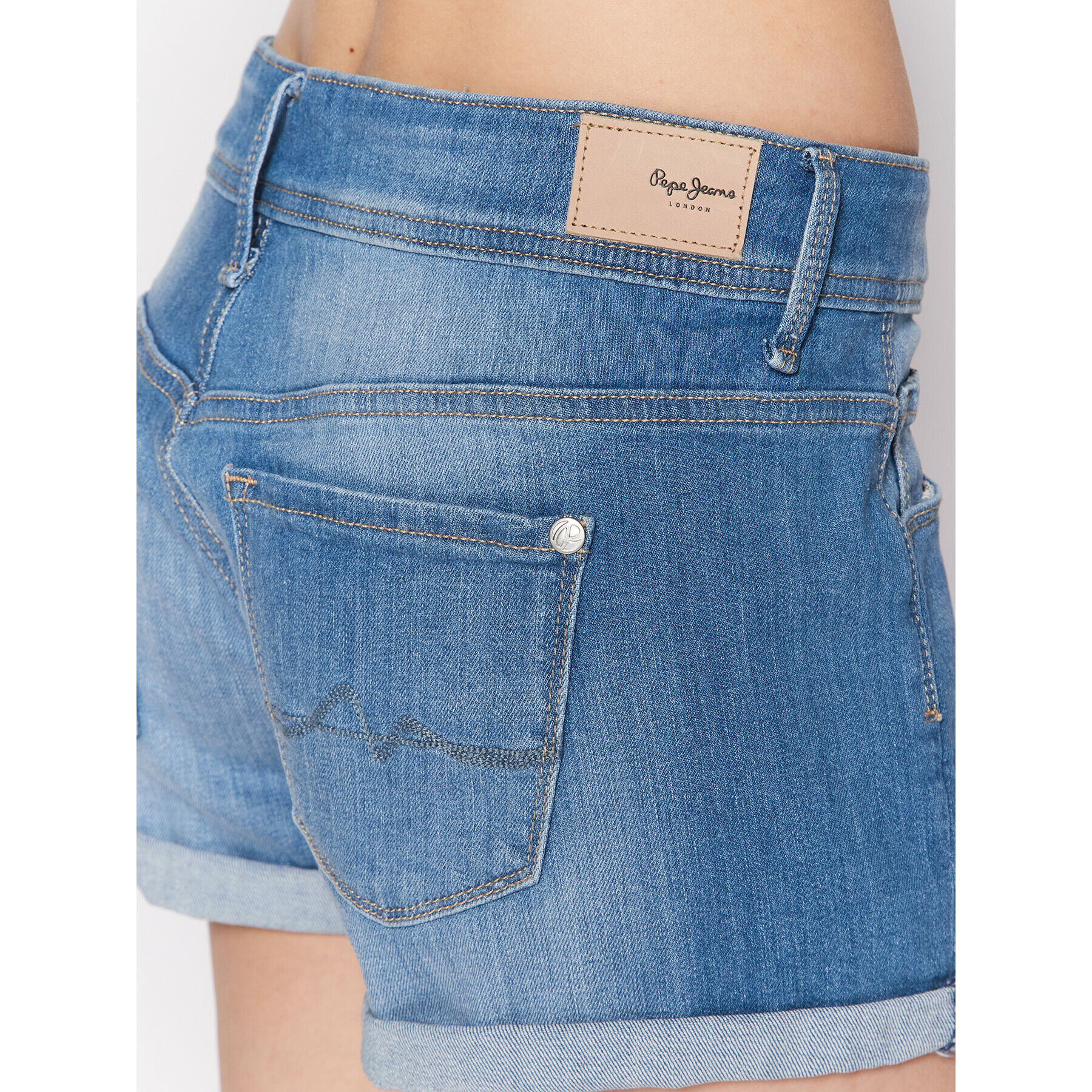 Pepe Jeans Pantaloni scurți de blugi Siouxie PL801002 Albastru Regular Fit - Pled.ro