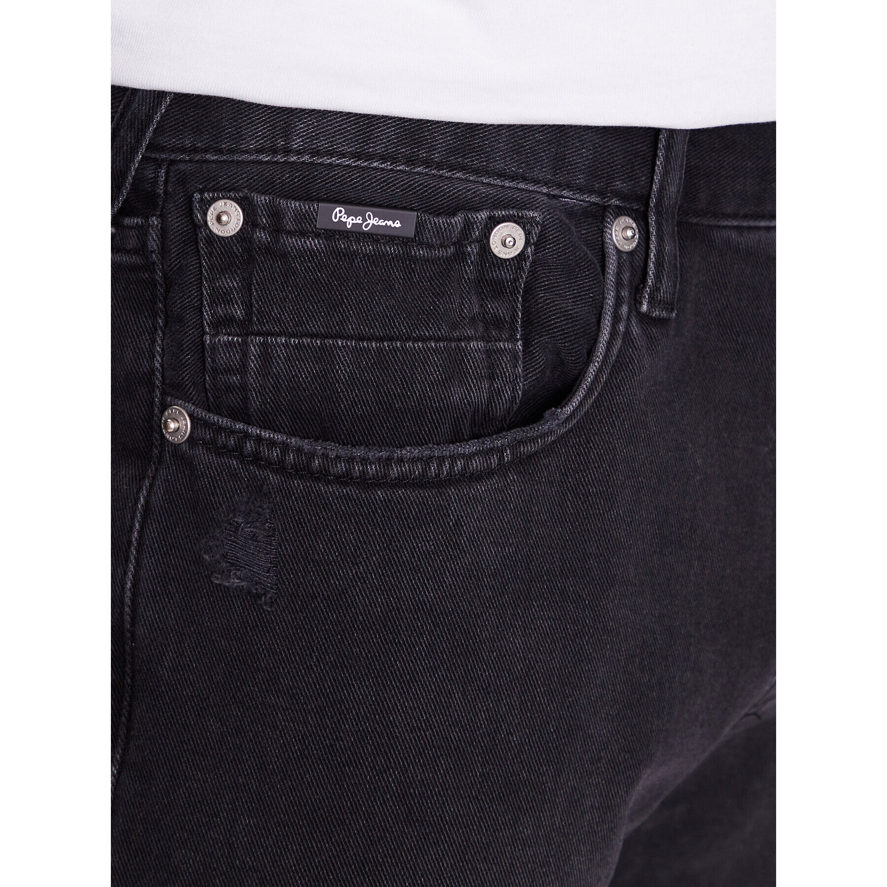 Pepe Jeans Pantaloni scurți de blugi Stanley Short Black PM801020 Albastru Tapered Fit - Pled.ro