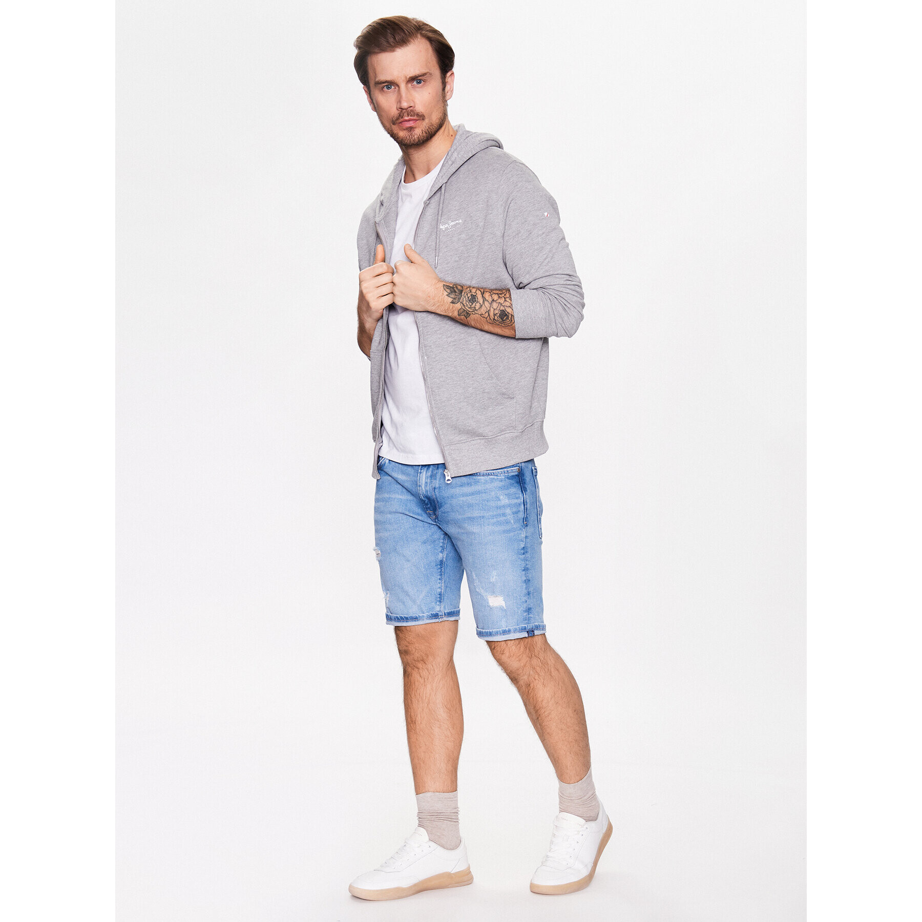 Pepe Jeans Pantaloni scurți de blugi Stanley Short PM800940VT5 Albastru Tapered Fit - Pled.ro