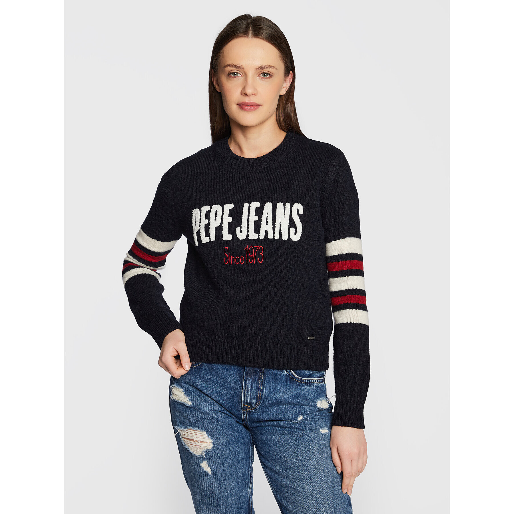 Pepe Jeans Pulover Bobby PL701905 Bleumarin Regular Fit - Pled.ro