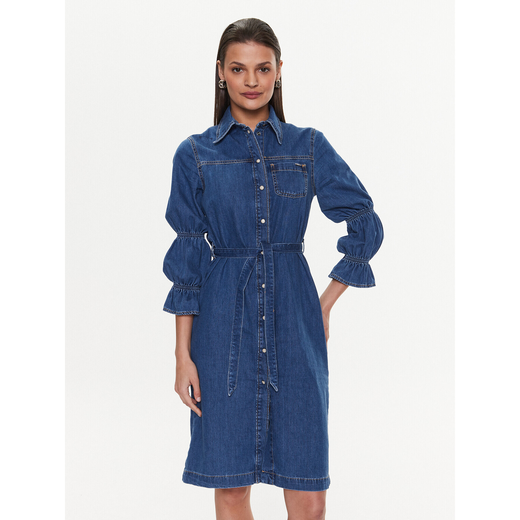 Pepe Jeans Rochie de blugi Elodie PL953196 Albastru Regular Fit - Pled.ro