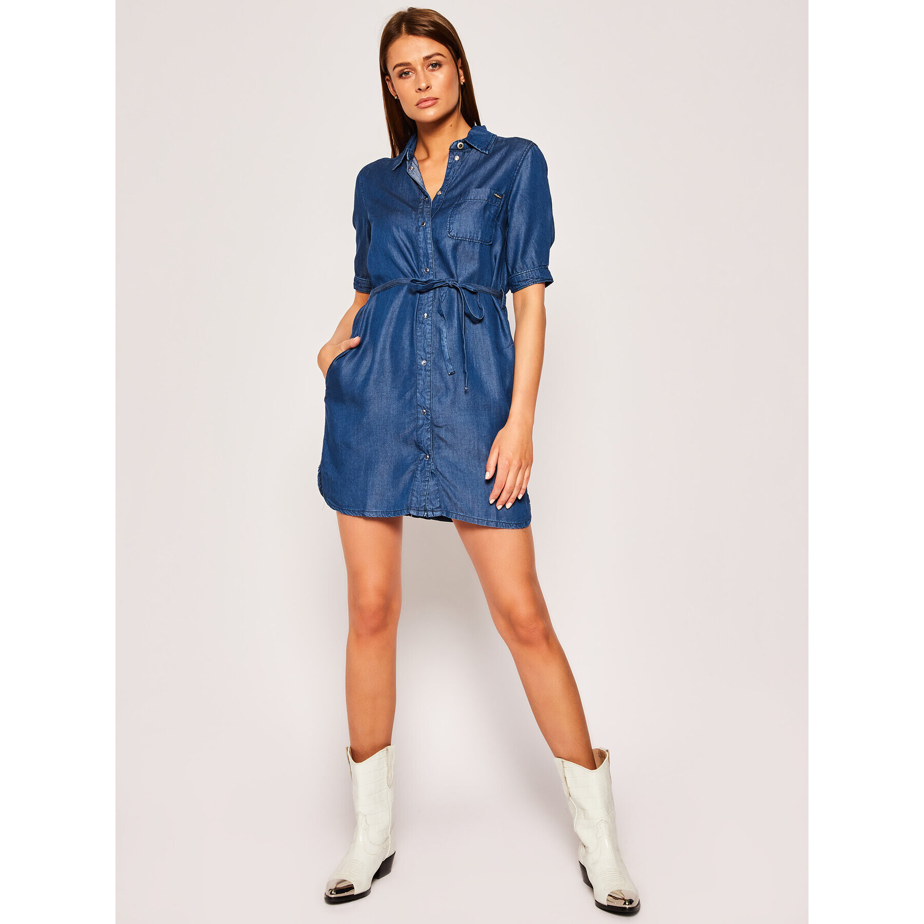 Pepe Jeans Rochie de blugi Gloss PL952694 Bleumarin Regular Fit - Pled.ro