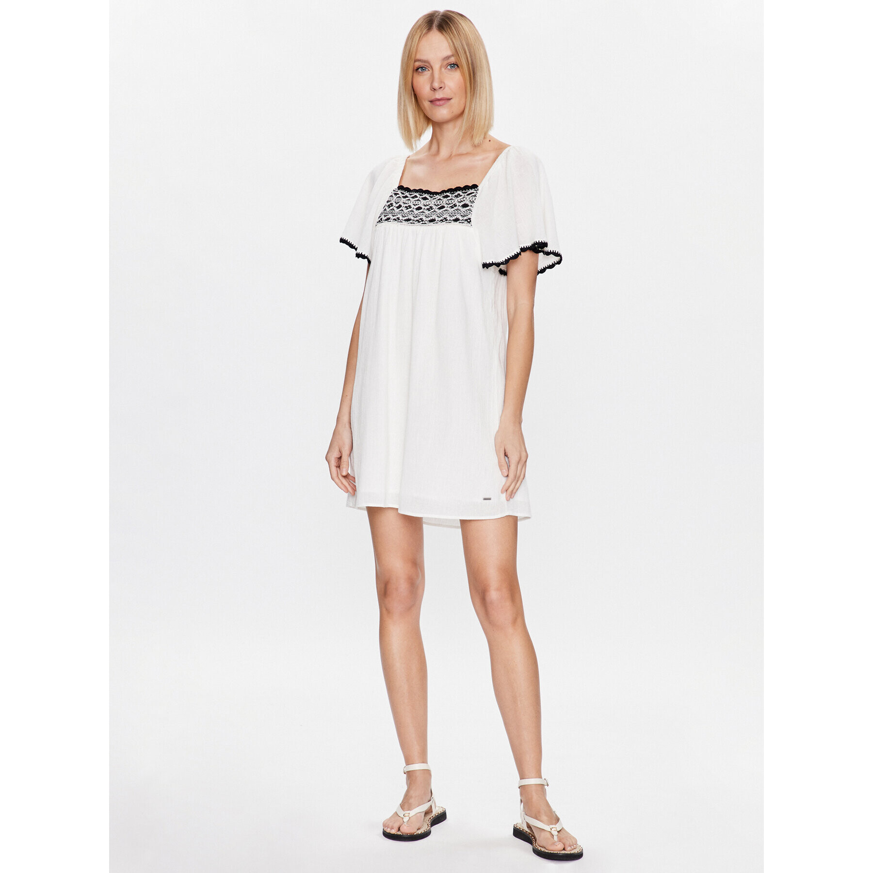 Pepe Jeans Rochie de zi Aliba PL953226 Écru Regular Fit - Pled.ro