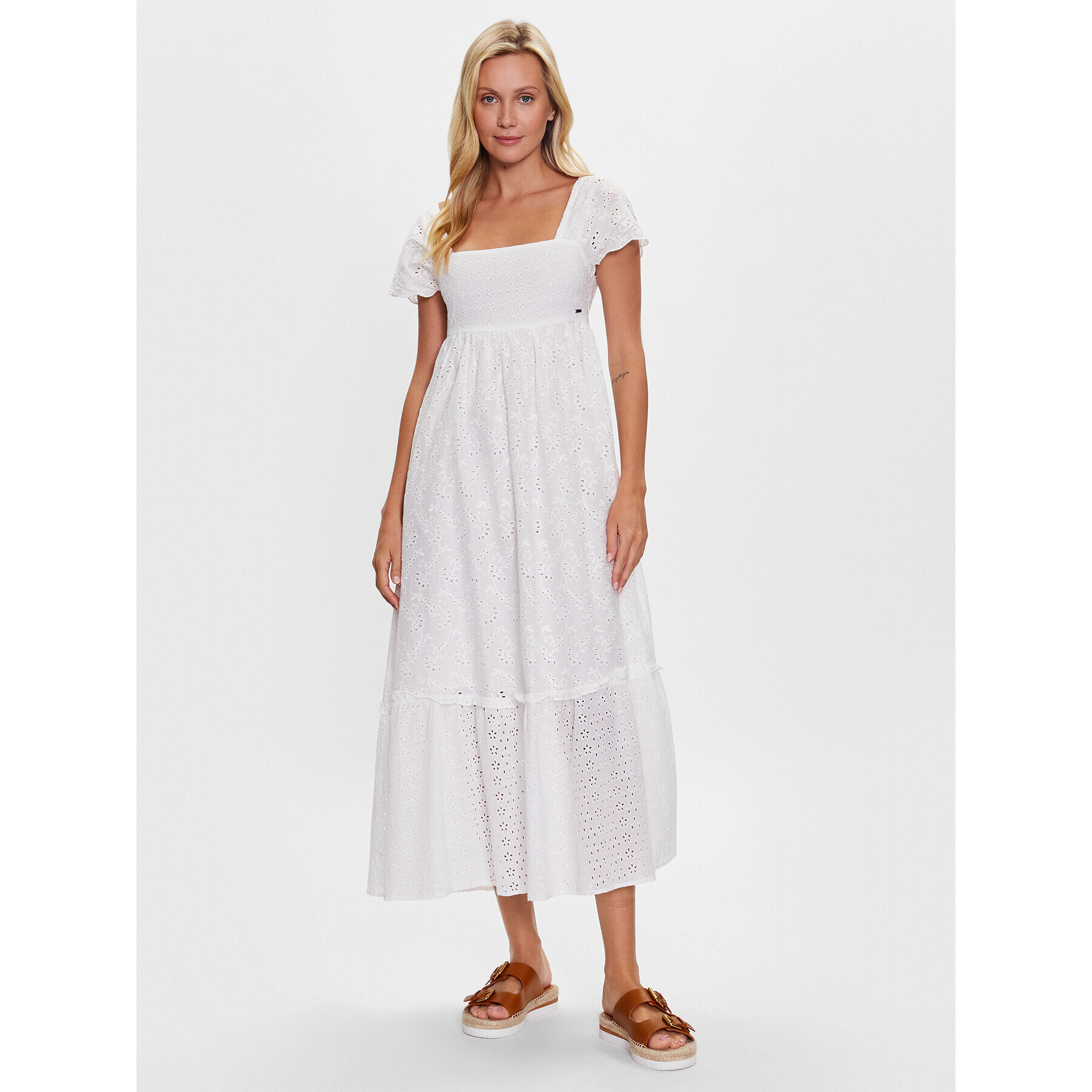 Pepe Jeans Rochie de zi Peri PL953274 Alb Regular Fit - Pled.ro