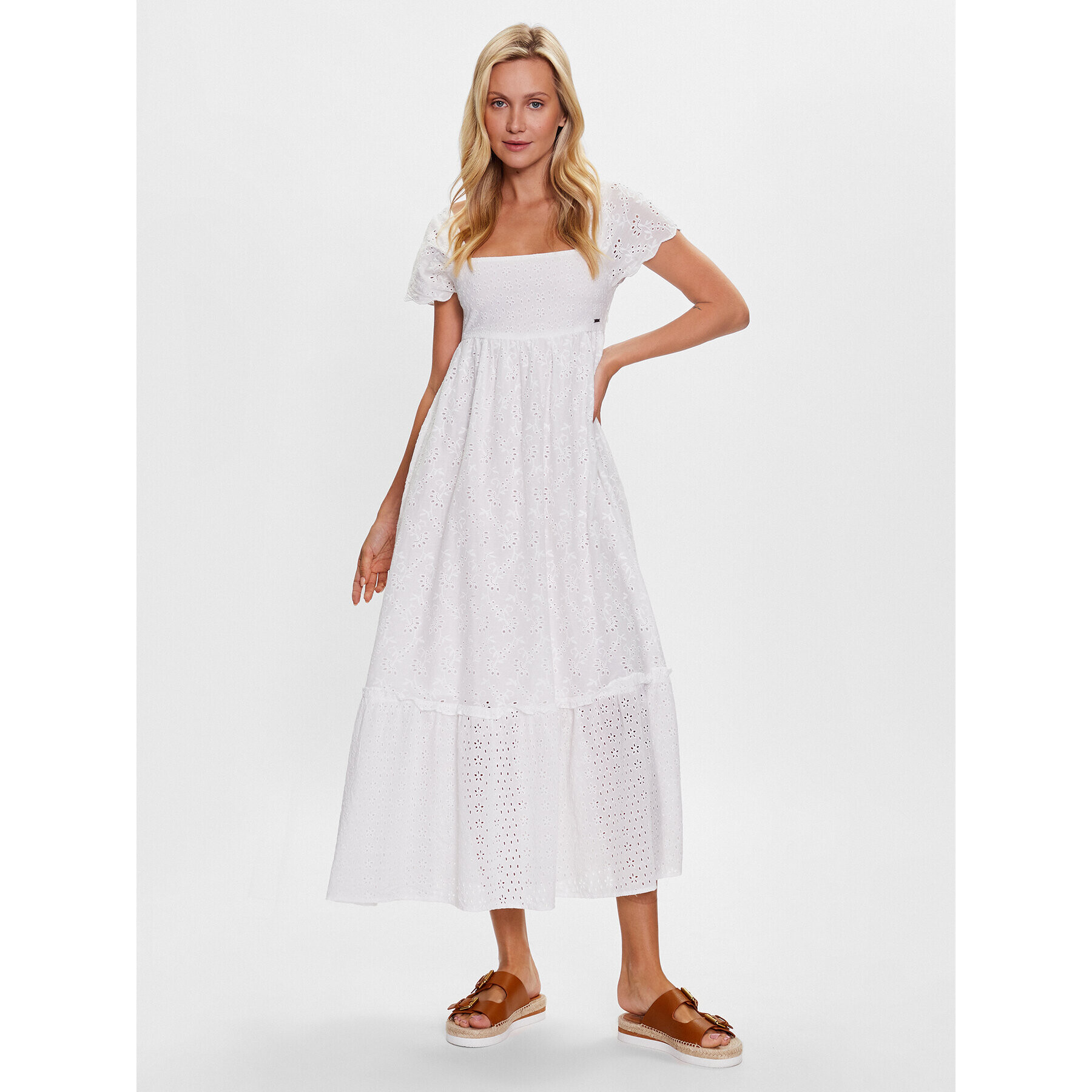 Pepe Jeans Rochie de zi Peri PL953274 Alb Regular Fit - Pled.ro