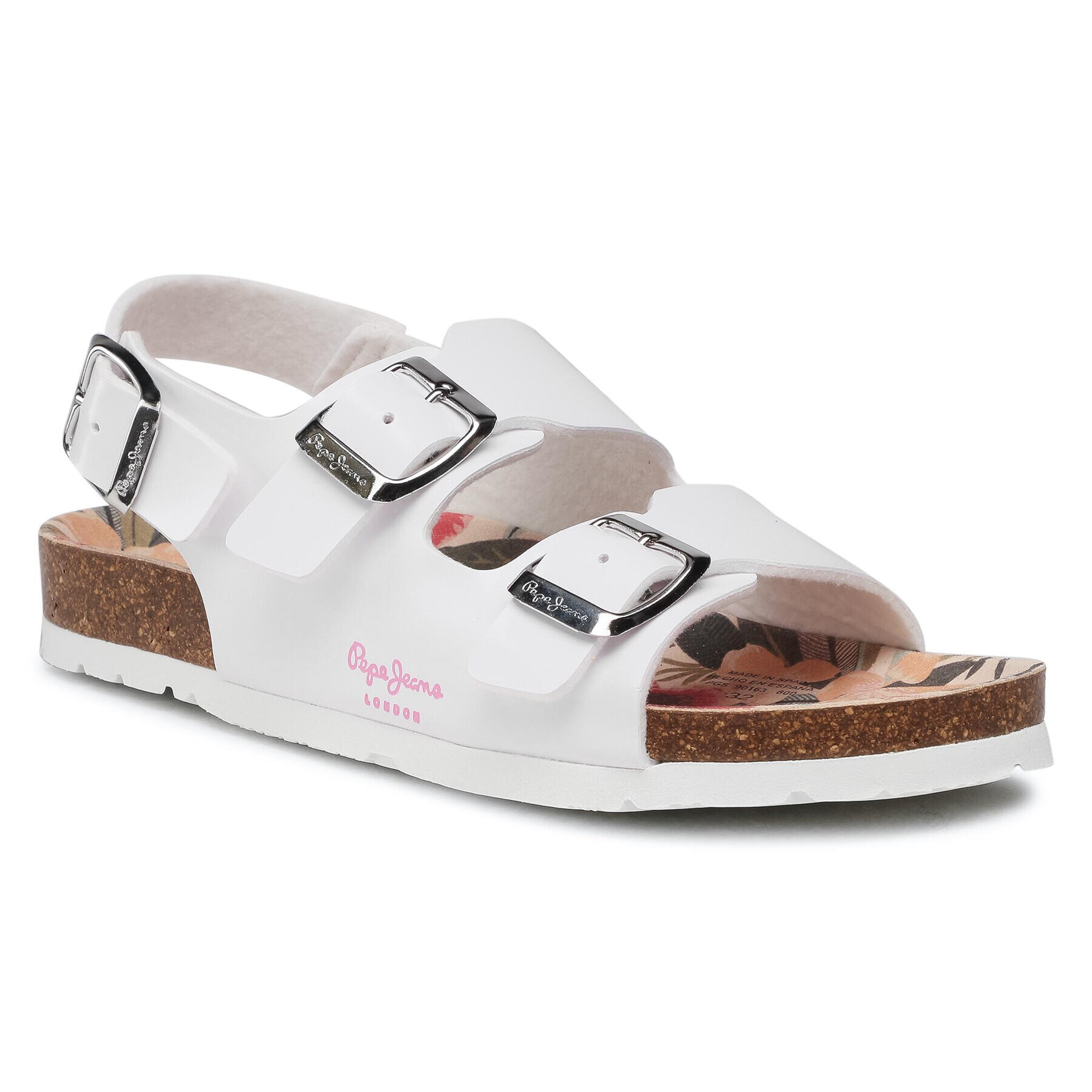 Pepe Jeans Sandale Bio Basic Buckles PGS90163 Alb - Pled.ro