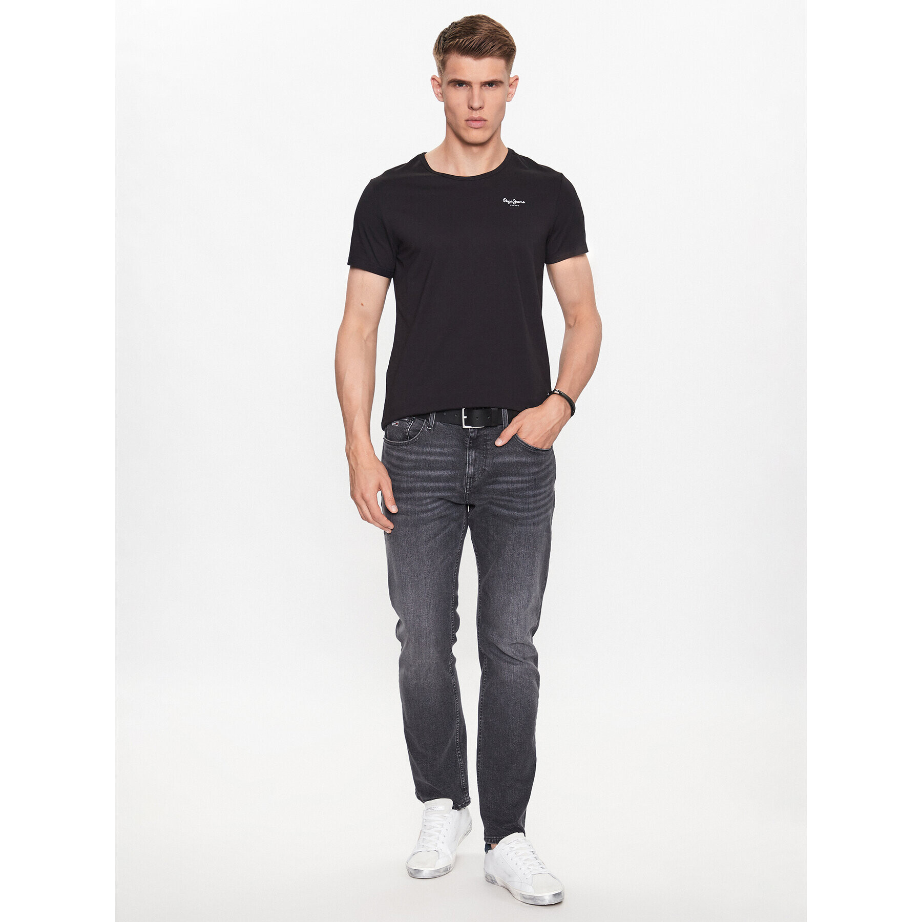 Pepe Jeans Set 2 tricouri Pepe Tshirt 2P PMU10976 Negru Regular Fit - Pled.ro