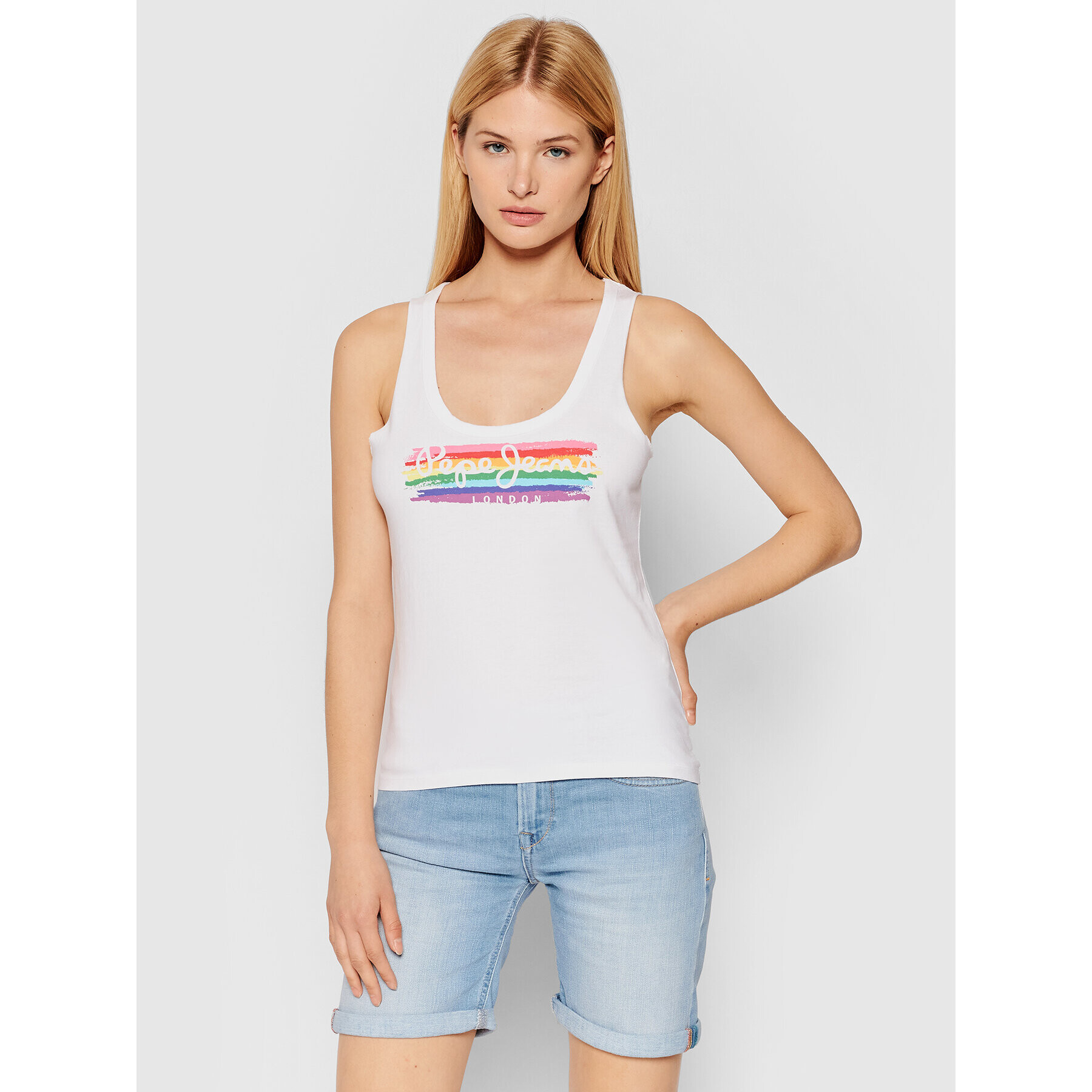 Pepe Jeans Top Bayard PL504504 Alb Regular Fit - Pled.ro