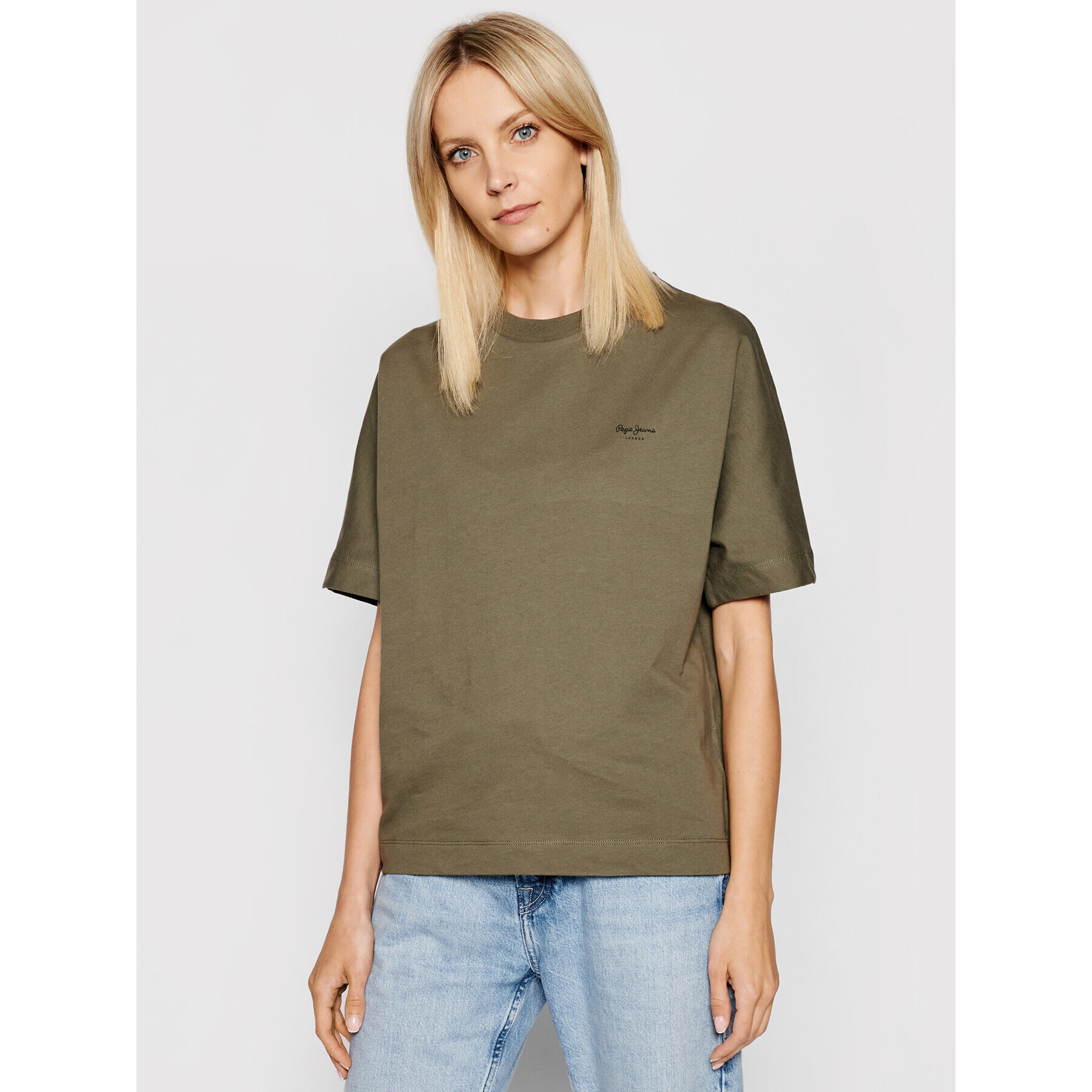 Pepe Jeans Tricou Agnes PL581101 Verde Relaxed Fit - Pled.ro