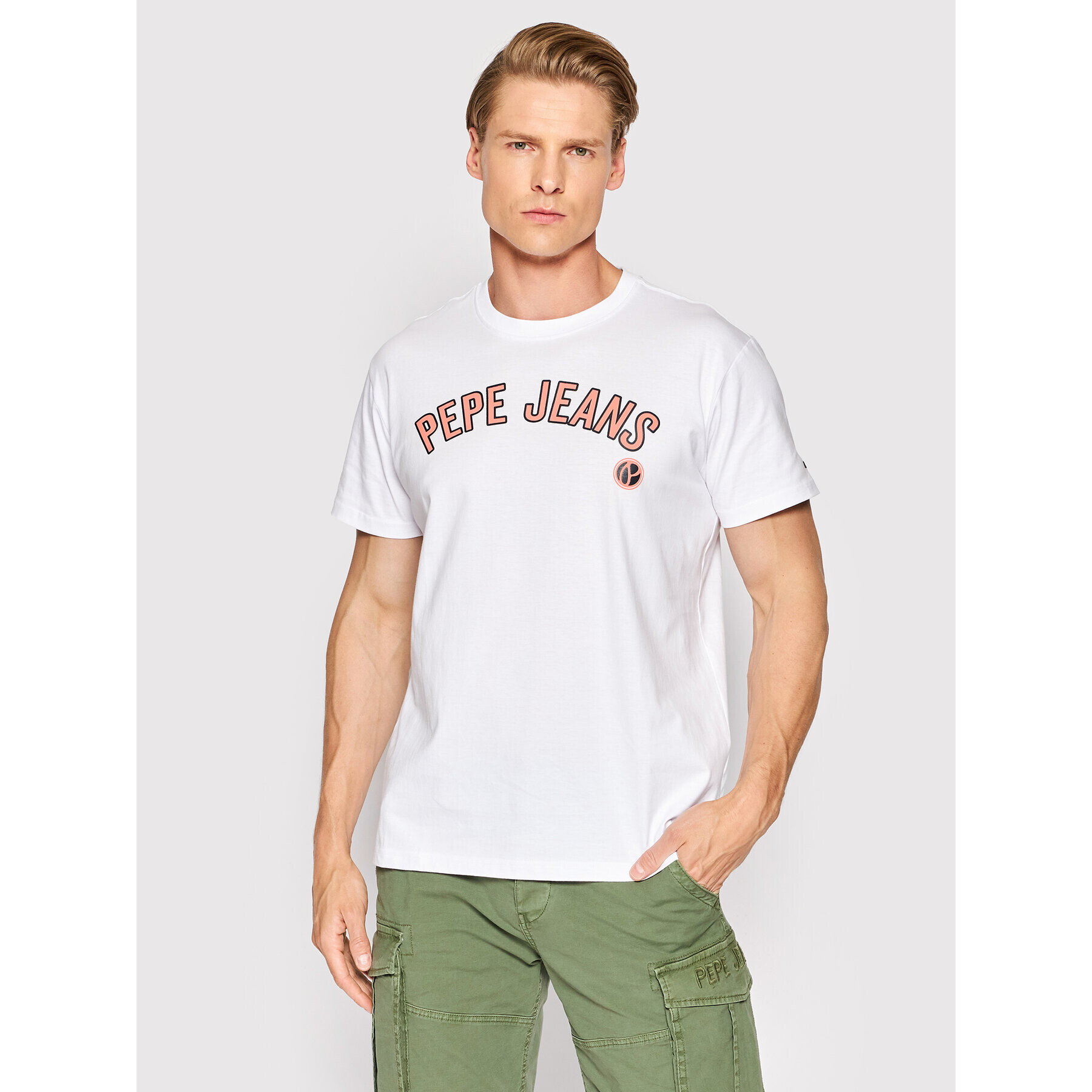 Pepe Jeans Tricou Alessio PM508256 Alb Regular Fit - Pled.ro