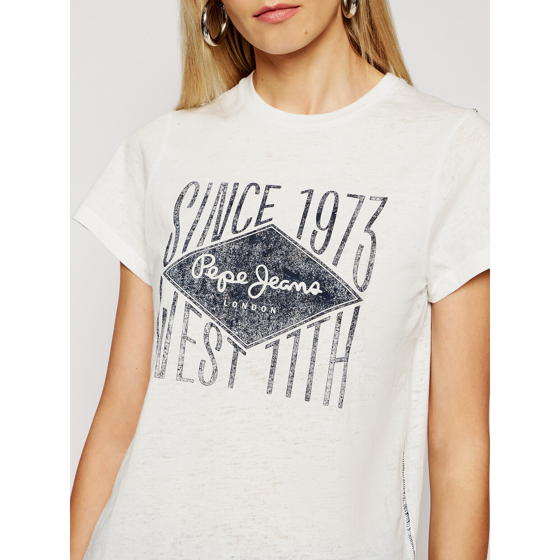 Pepe Jeans Tricou Alex PL504796 Alb Regular Fit - Pled.ro