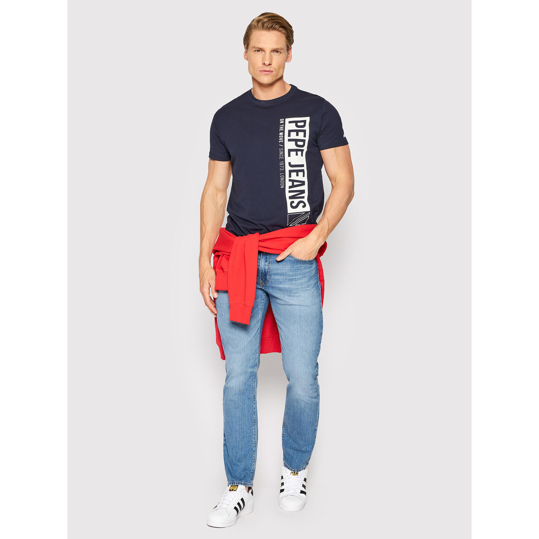 Pepe Jeans Tricou Alfie D PM508259 Bleumarin Slim Fit - Pled.ro