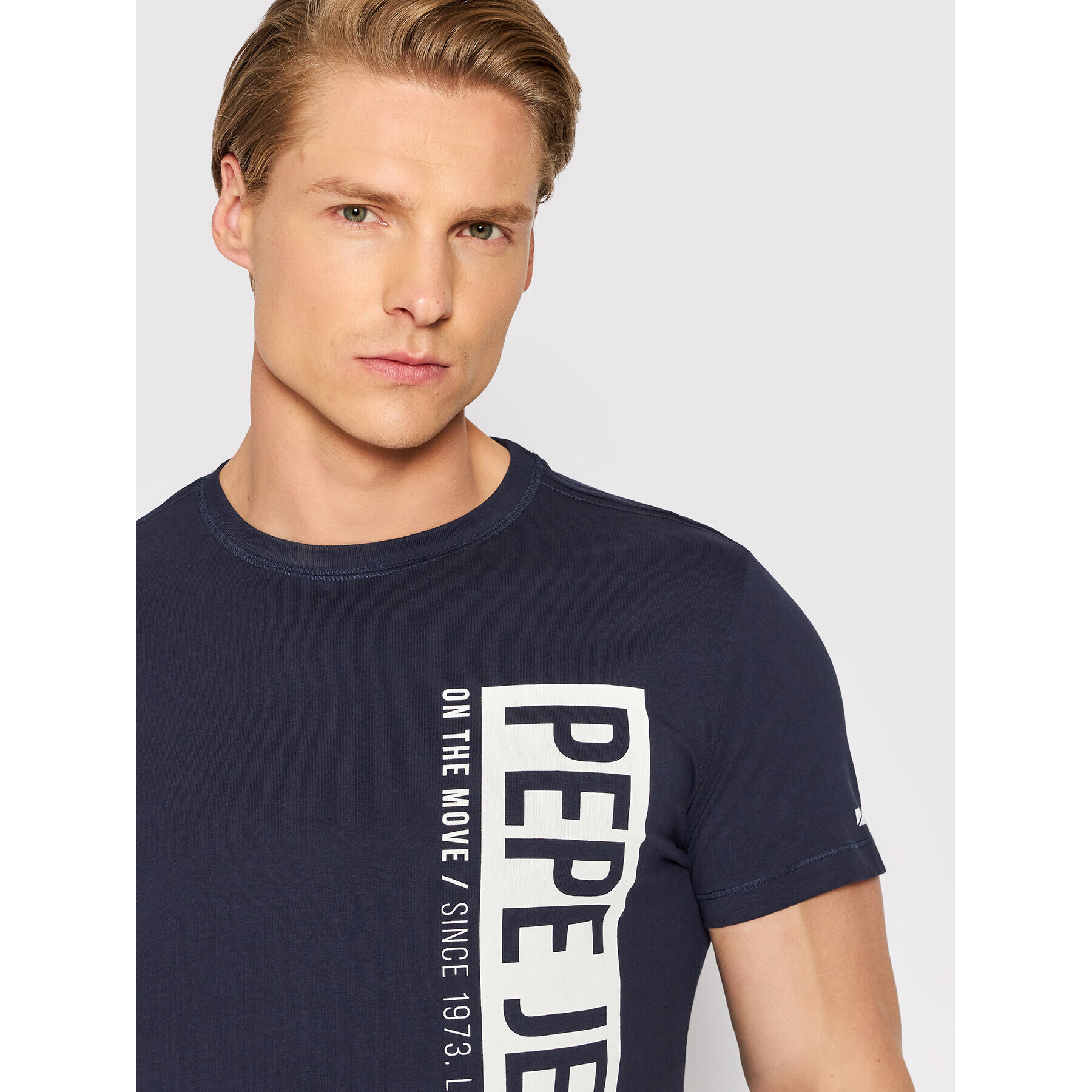 Pepe Jeans Tricou Alfie D PM508259 Bleumarin Slim Fit - Pled.ro