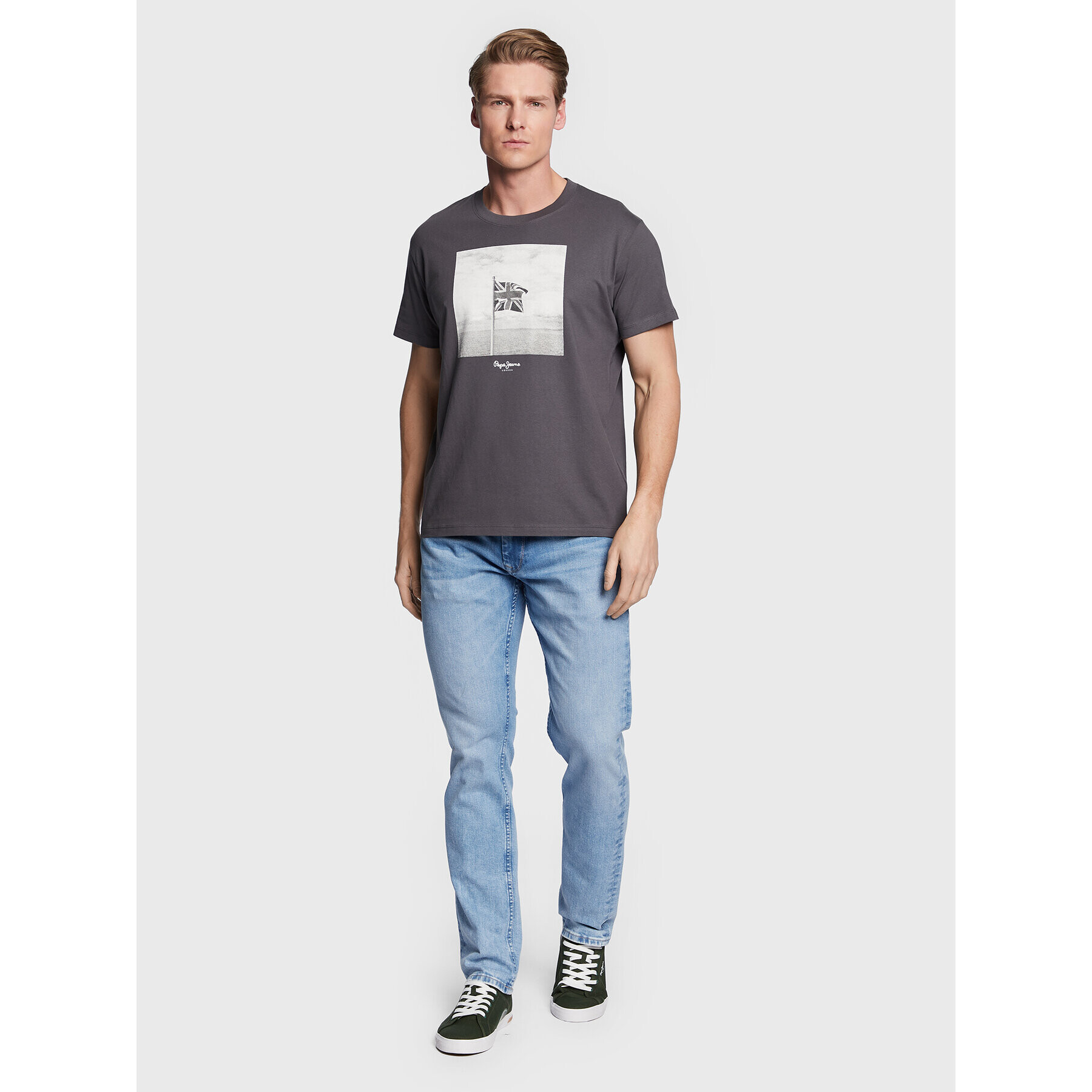 Pepe Jeans Tricou Alfred PM508649 Gri Regular Fit - Pled.ro