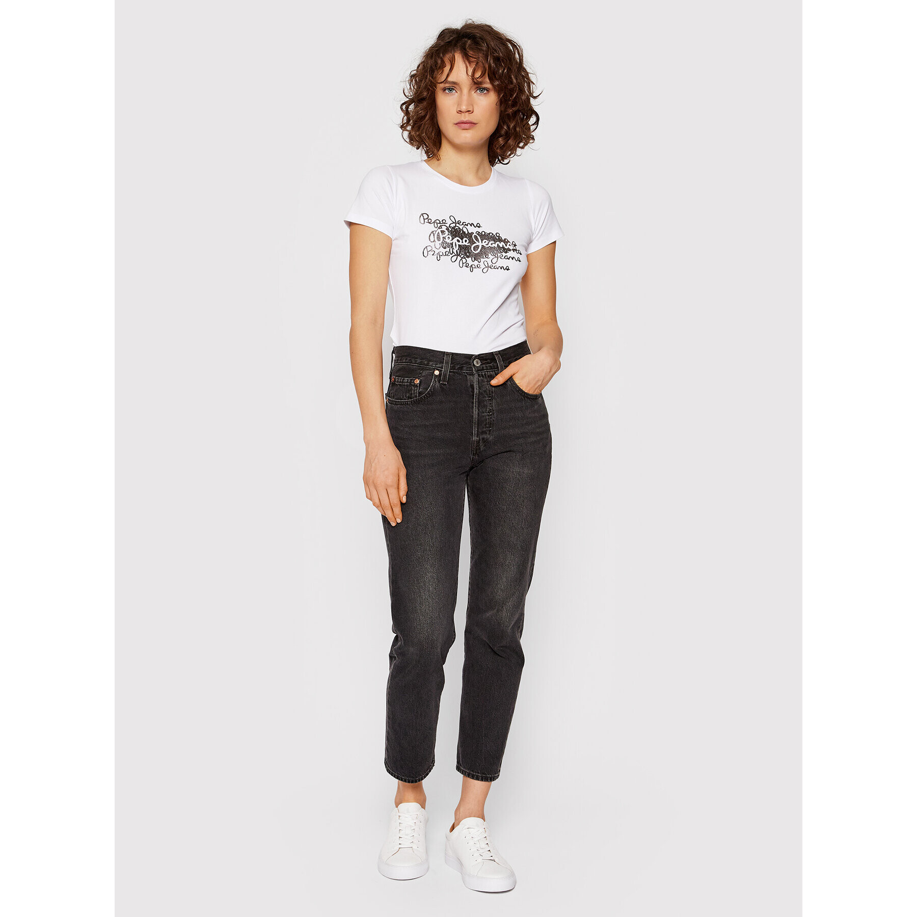 Pepe Jeans Tricou Anna PL505121 Alb Regular Fit - Pled.ro