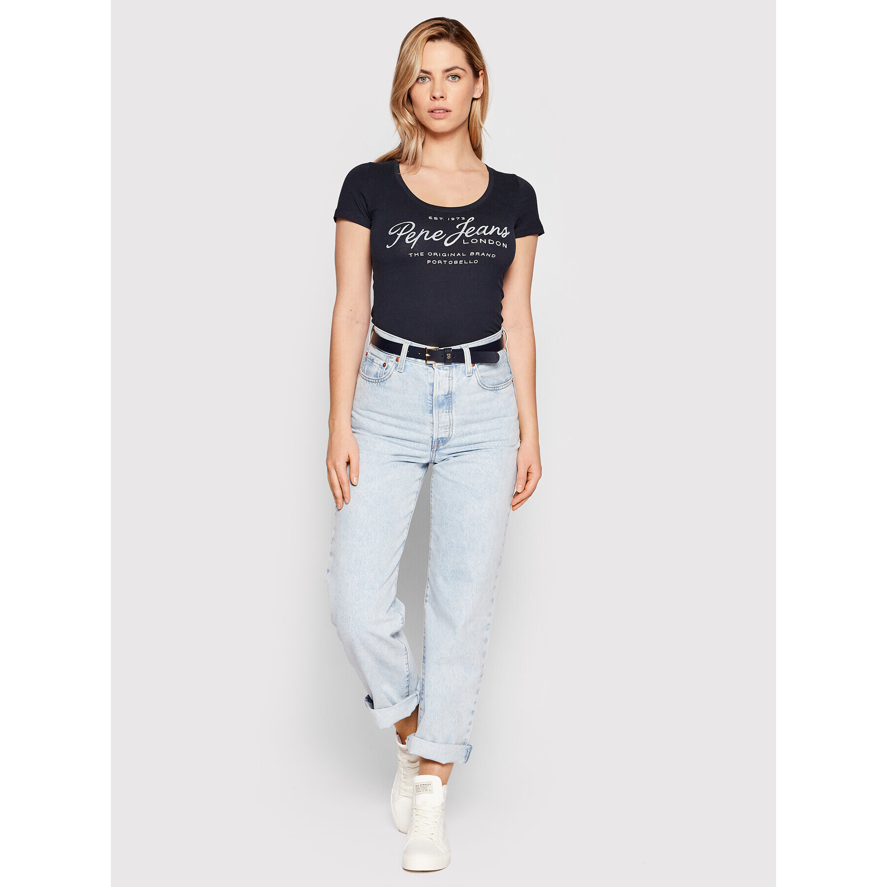 Pepe Jeans Tricou Baia PL505123 Bleumarin Regular Fit - Pled.ro